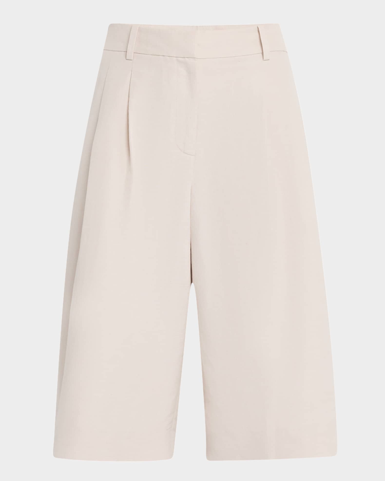 Sutton Pleated Wide-Leg Shorts 0