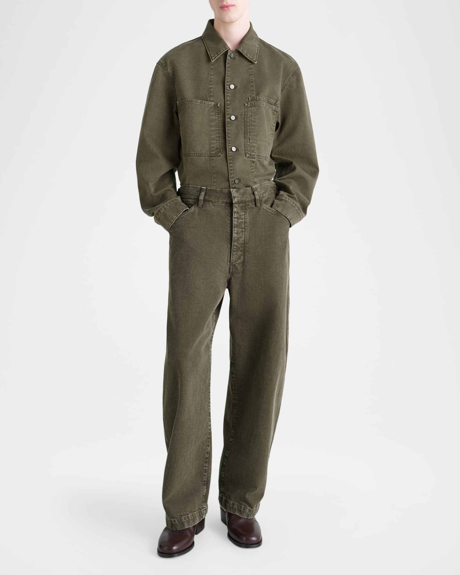 パンチパーマ　LEMAIRE UTILITY OVERSHIRT LEMAIRE Men's Denim Utility Overshirt | Neiman Marcus