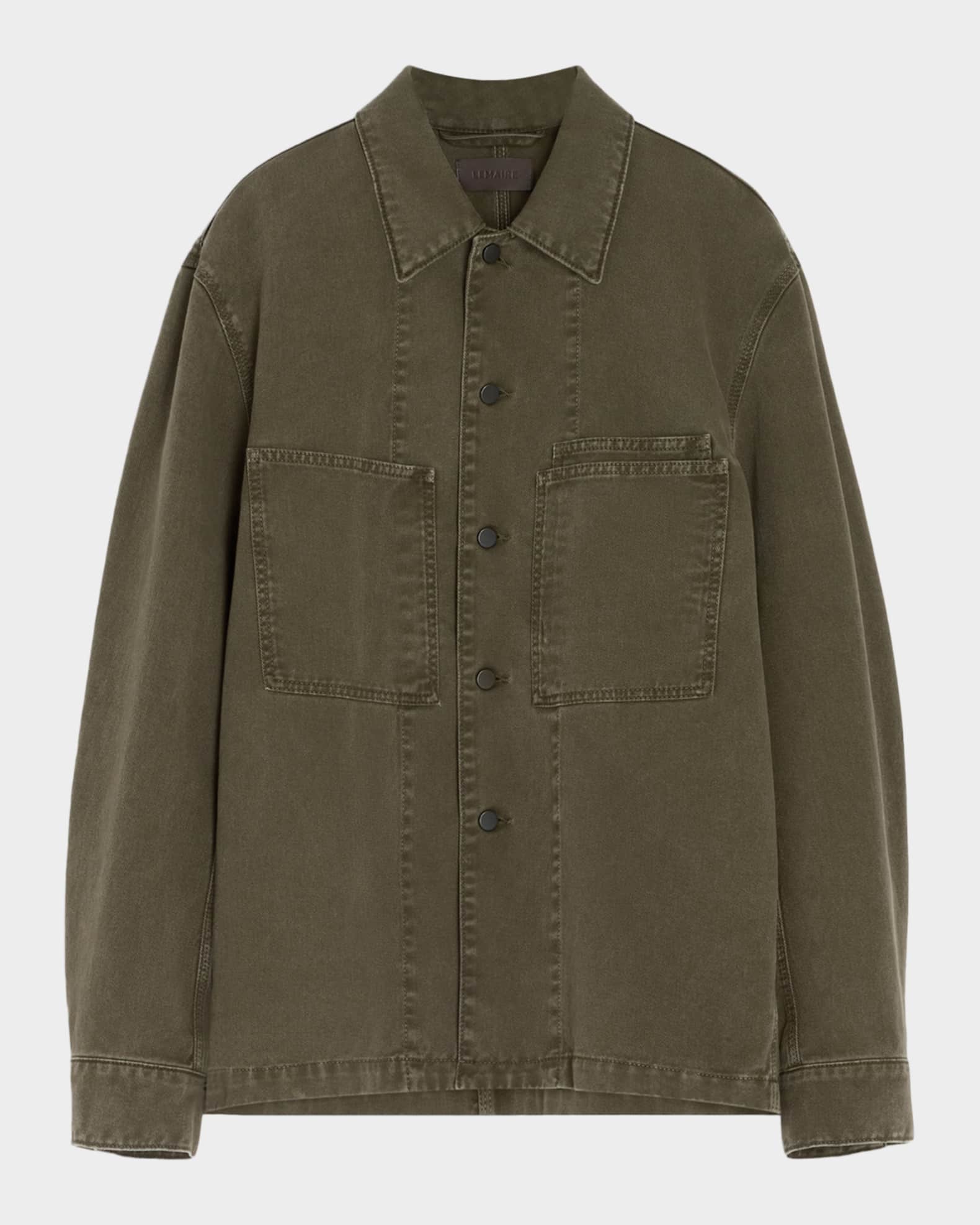パンチパーマ　LEMAIRE UTILITY OVERSHIRT LEMAIRE Men's Denim Utility Overshirt | Neiman Marcus