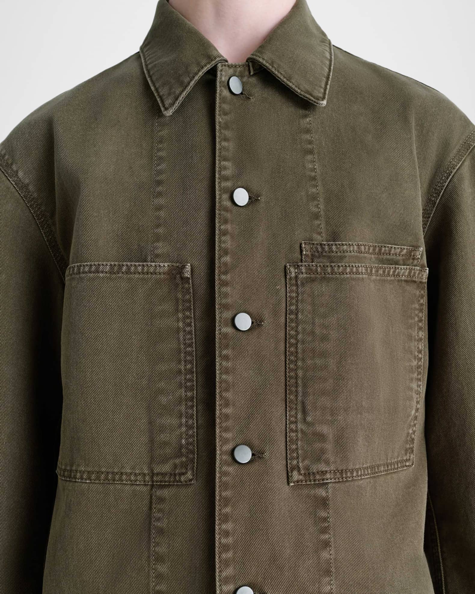 パンチパーマ　LEMAIRE UTILITY OVERSHIRT LEMAIRE Men's Denim Utility Overshirt | Neiman Marcus