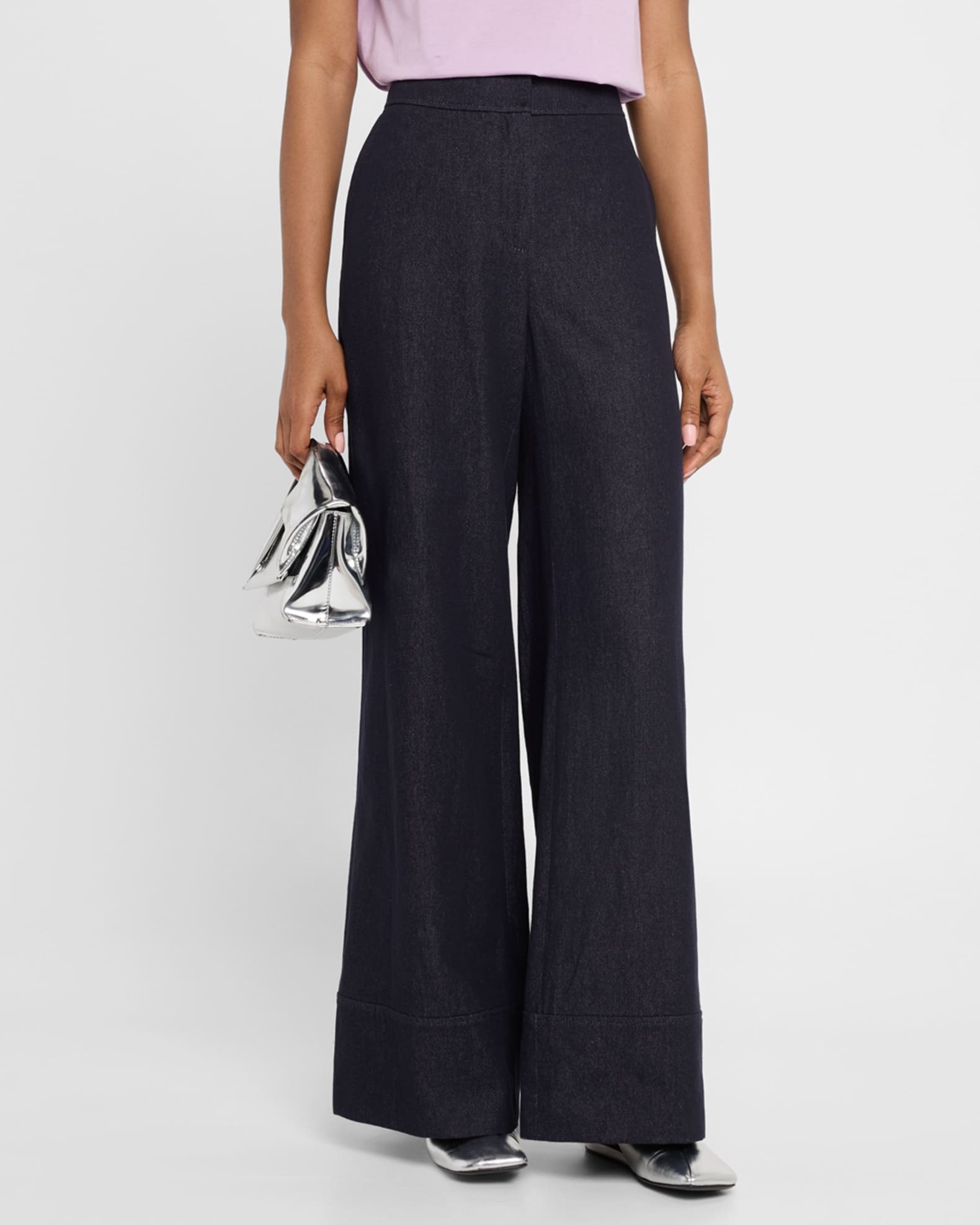Lafayette 148 New York Charles Wide-Leg Twill Pants | Neiman
