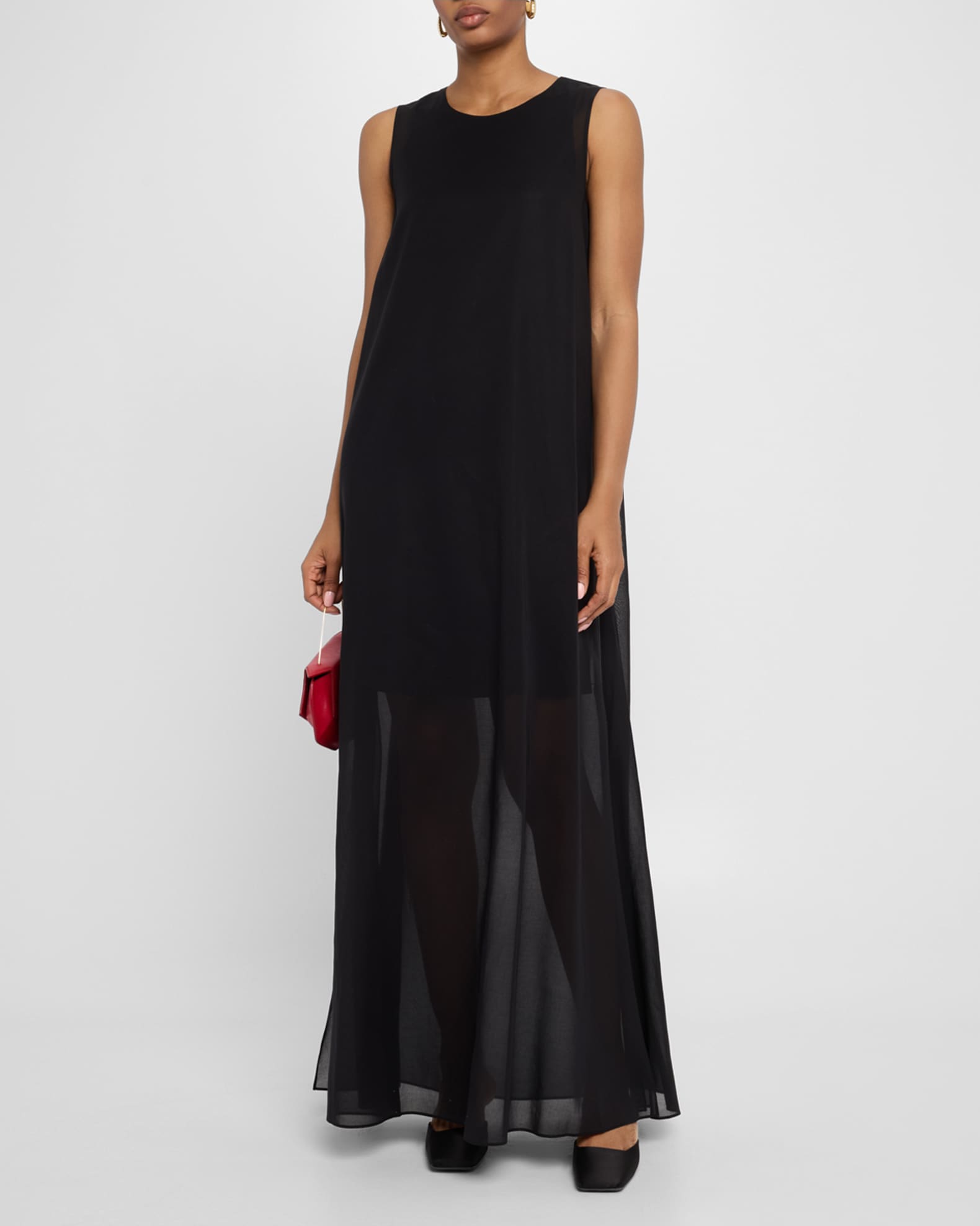 Sleeveless Layered Side-Slit Maxi Dress