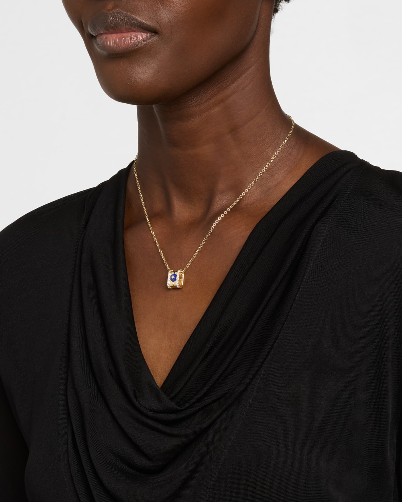 Baia Sommersa Pendant Necklace in 18K Yellow Gold with White Diamonds and Lapis 1