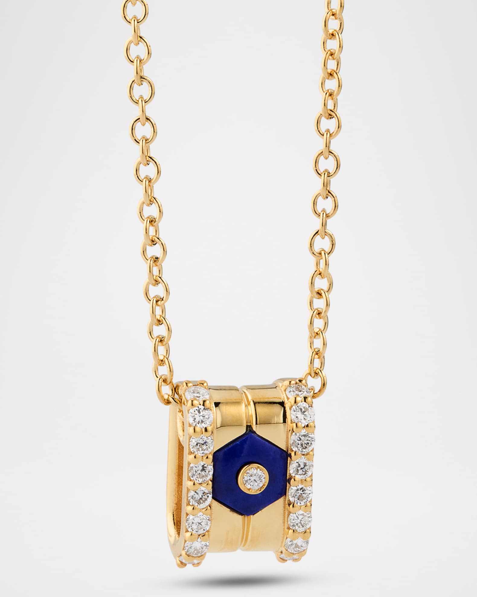 Baia Sommersa Pendant Necklace in 18K Yellow Gold with White Diamonds and Lapis 0