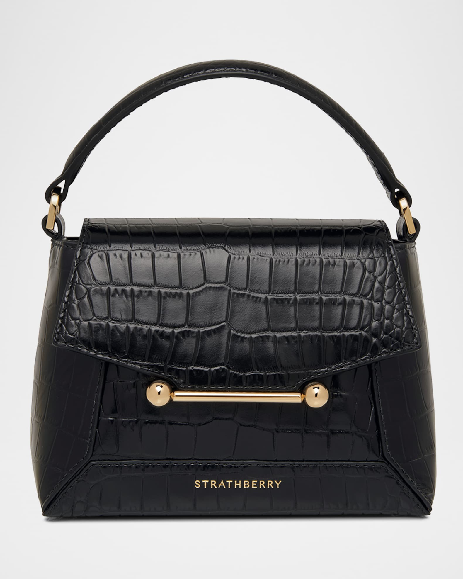 Mosaic Croc-Embossed Leather Top-Handle Bag 0