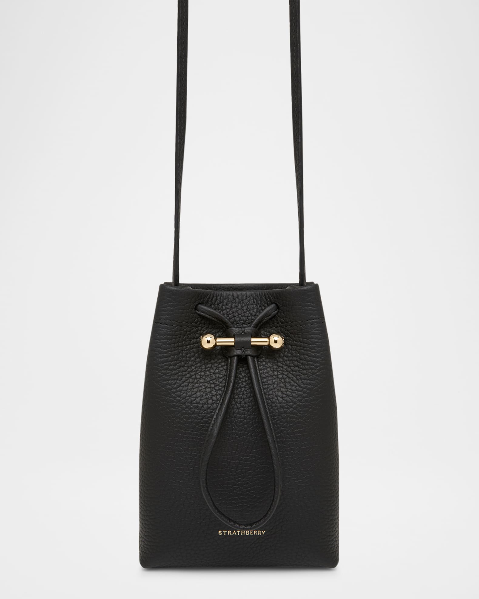 Osette Drawstring Leather Crossbody Pouch Bag 0