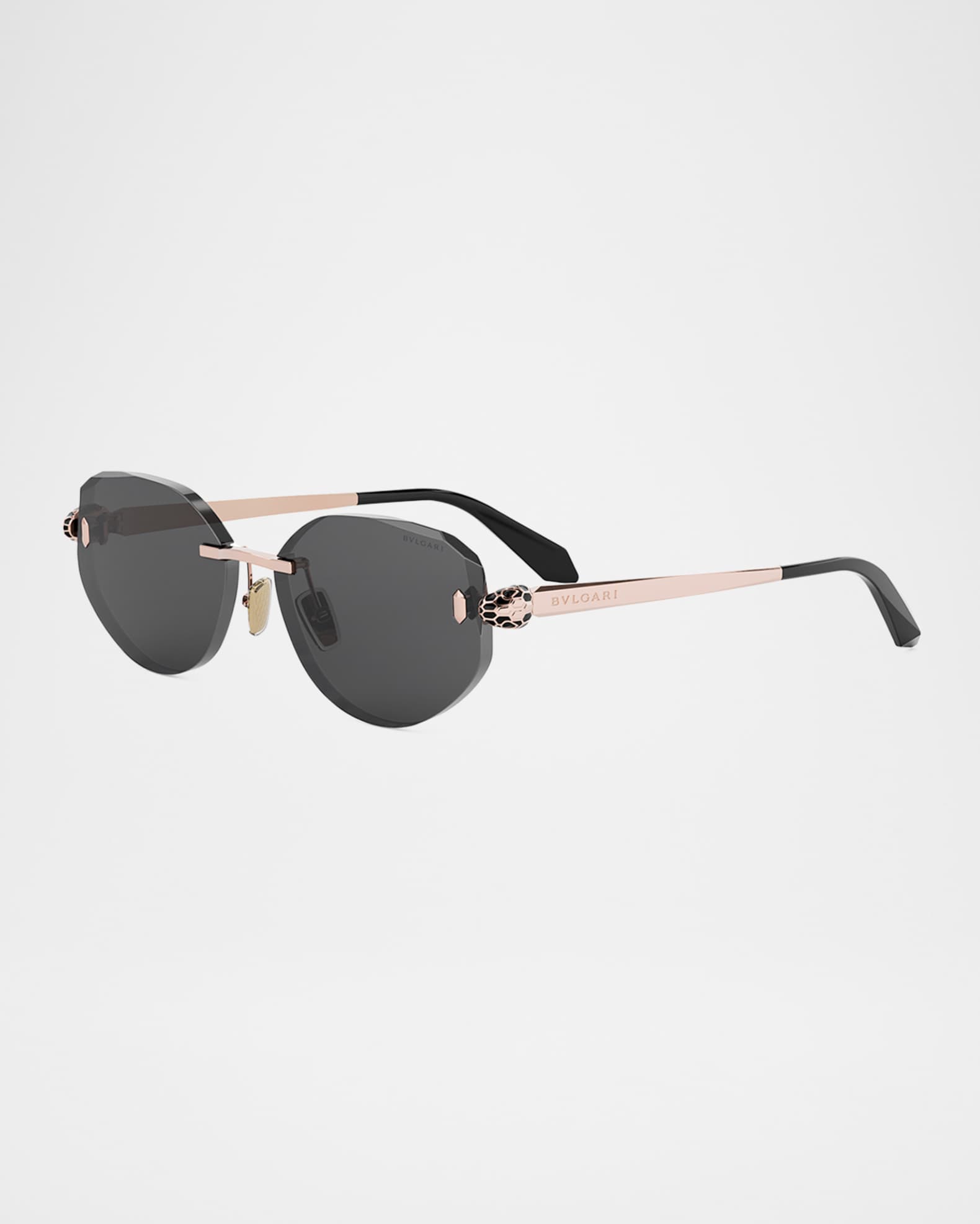 BVLGARI Serpenti Forever Rimless Oval Metal Sunglasses | Neiman Marcus