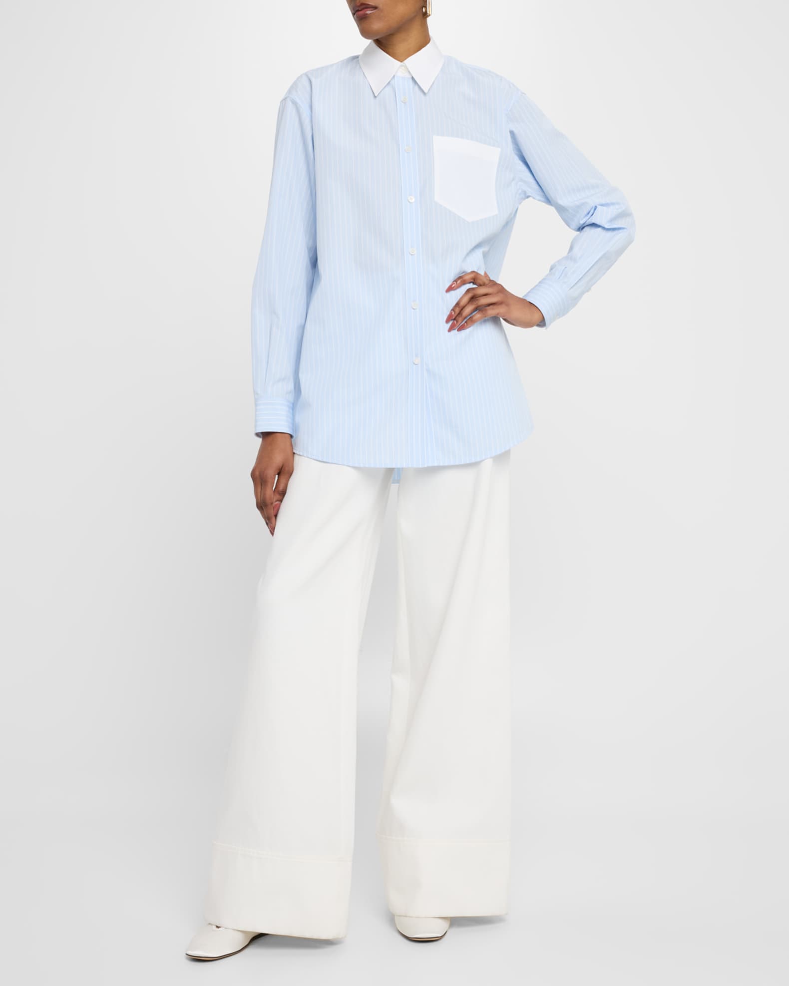 Oversized Striped Cotton Boyfriend Shirt 1