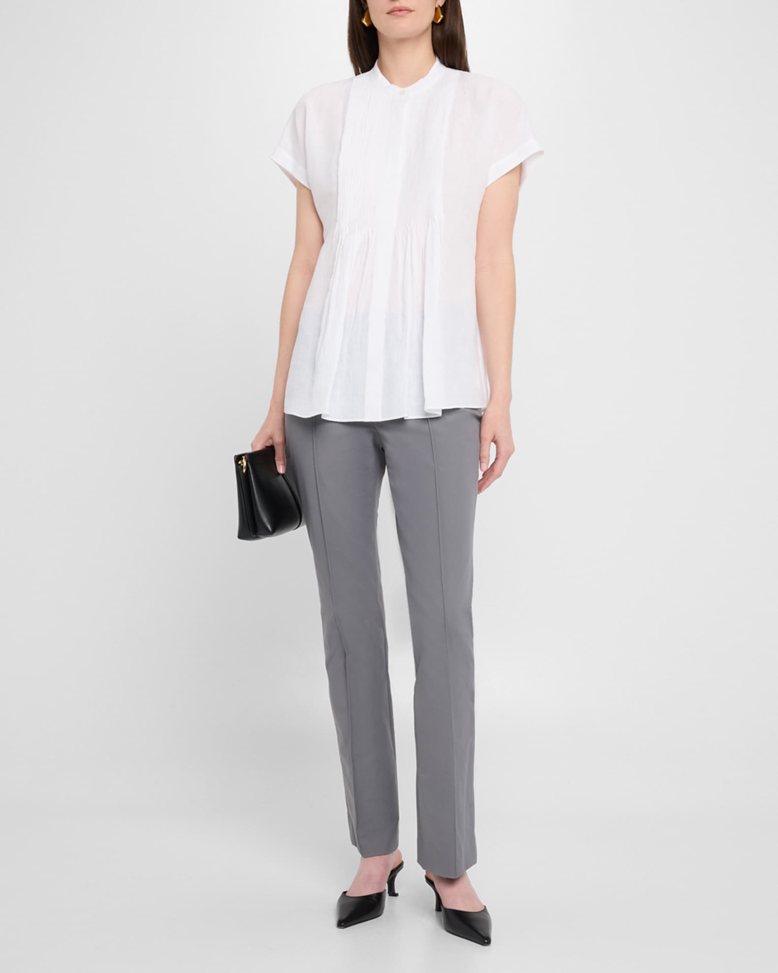 Ruched Pintuck Linen Blouse 1