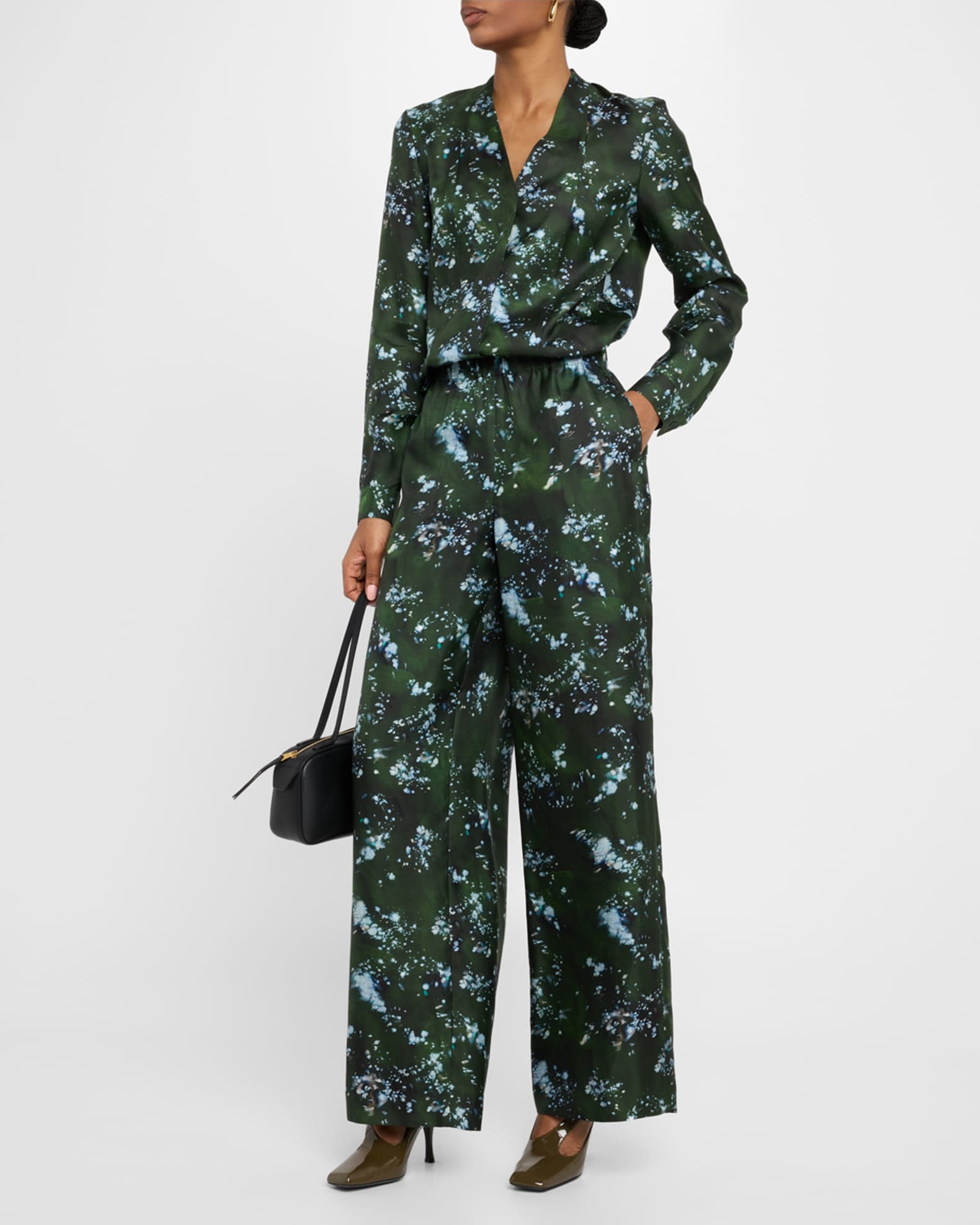 Abstract-Print Silk Blouse 1