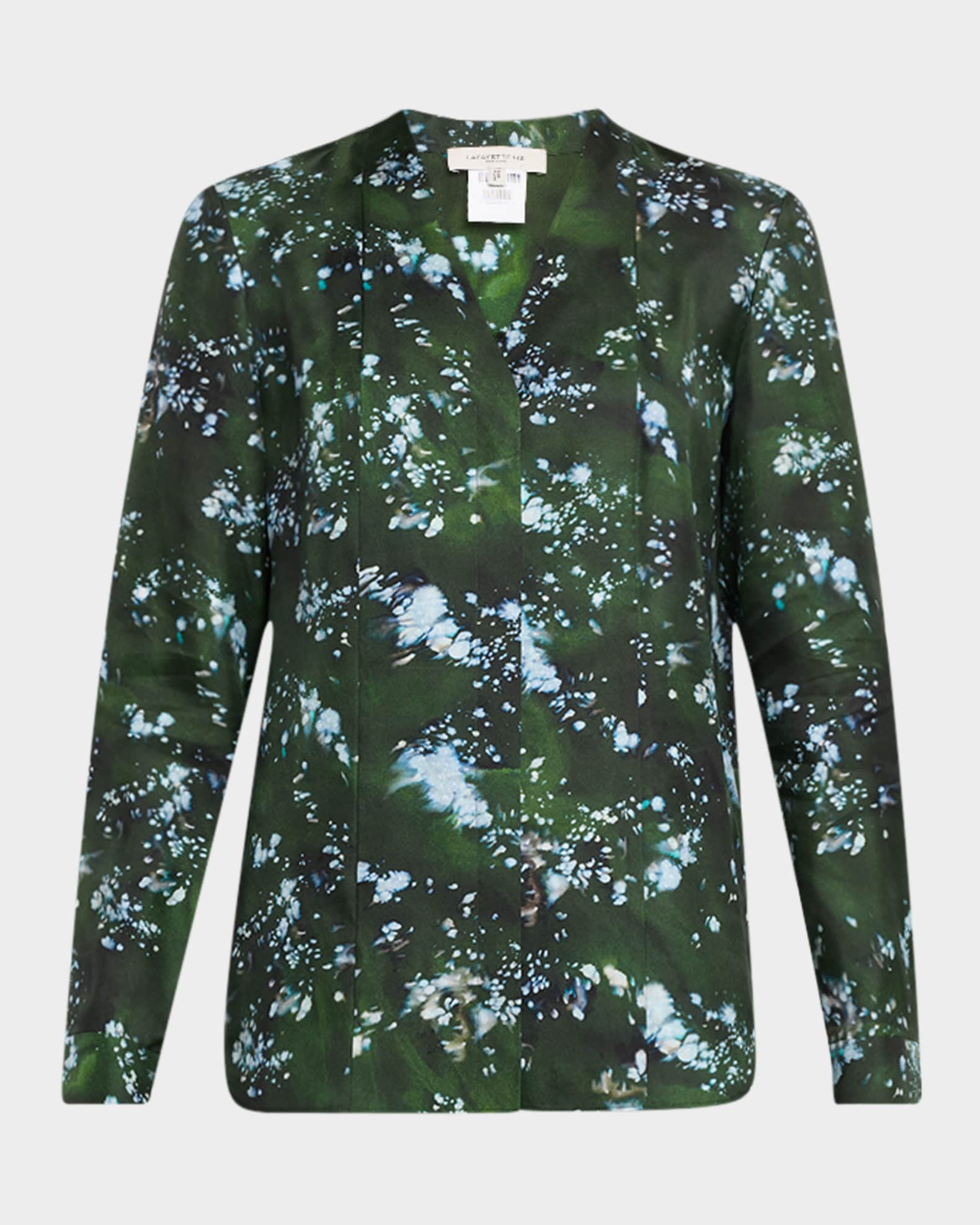 Abstract-Print Silk Blouse 0