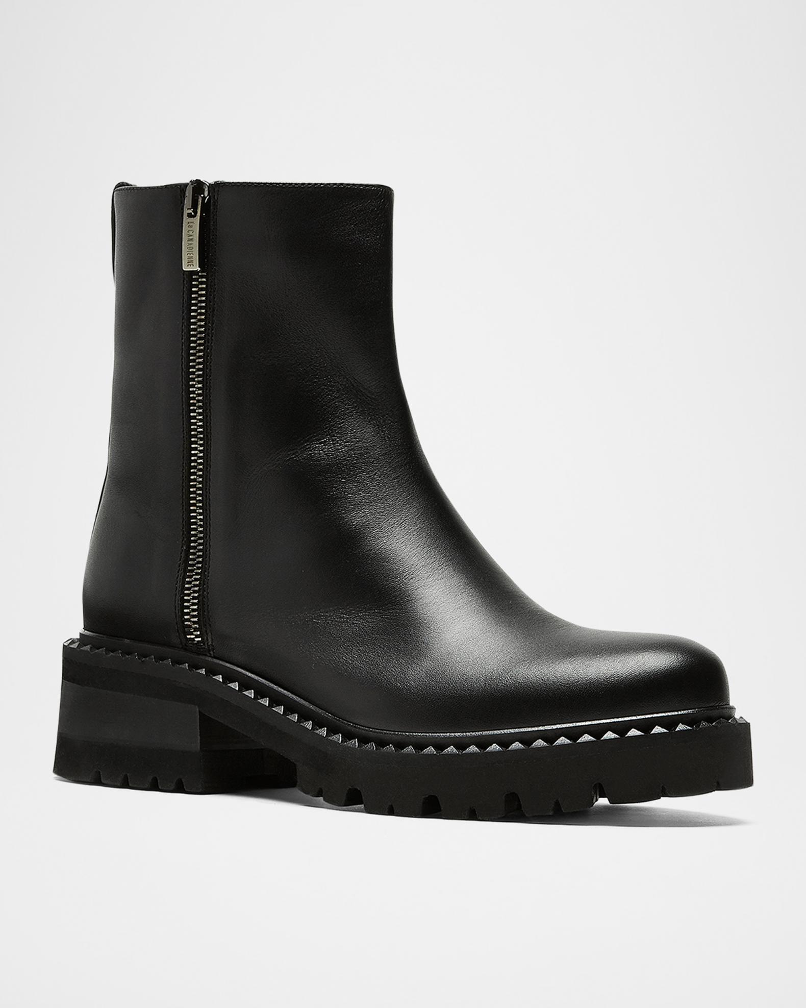La Canadienne Leather Dual-Zip Chunky Ankle Booties | Neiman Marcus