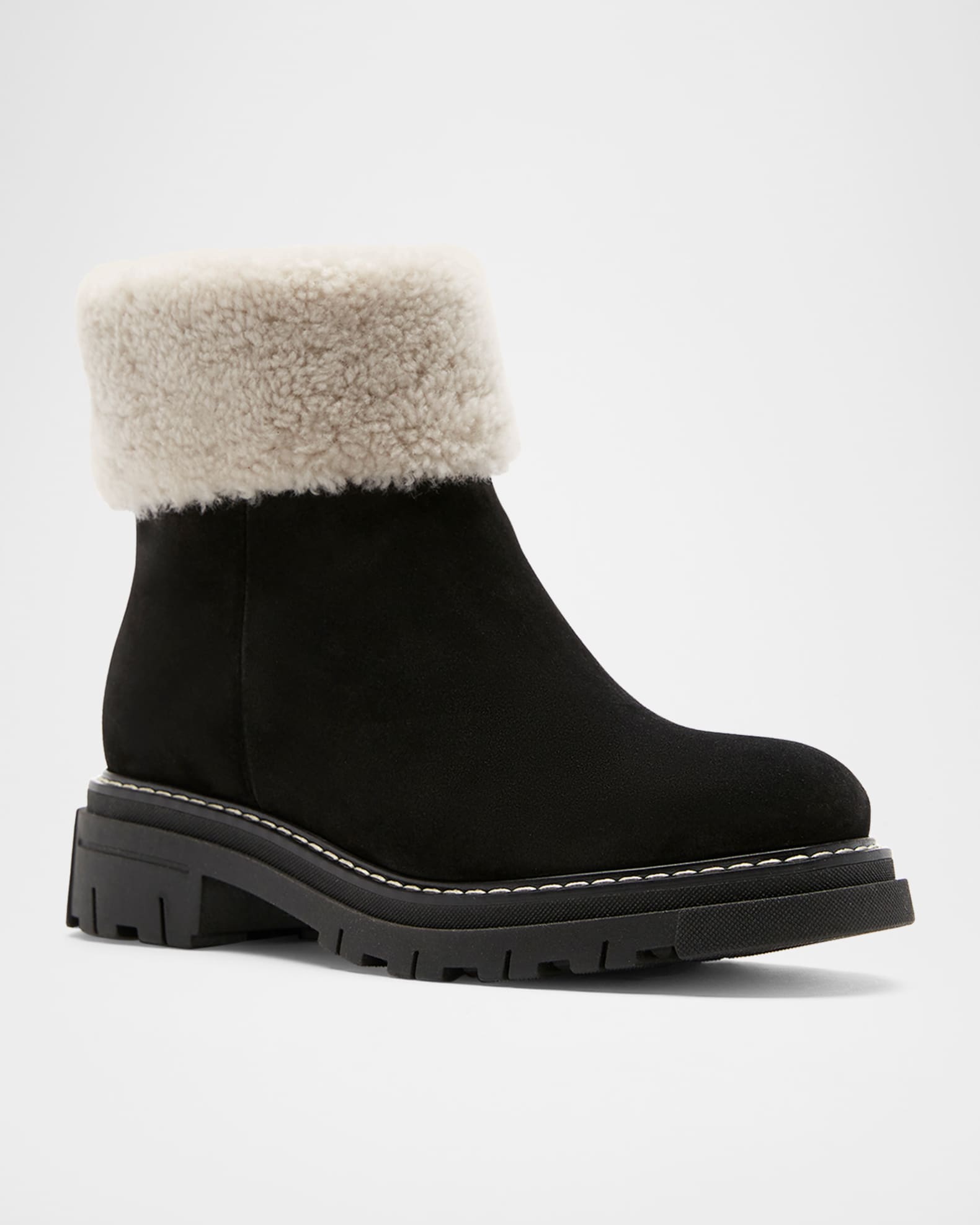 La Canadienne Dwayne Shearling-Lined Suede Booties | Neiman Marcus