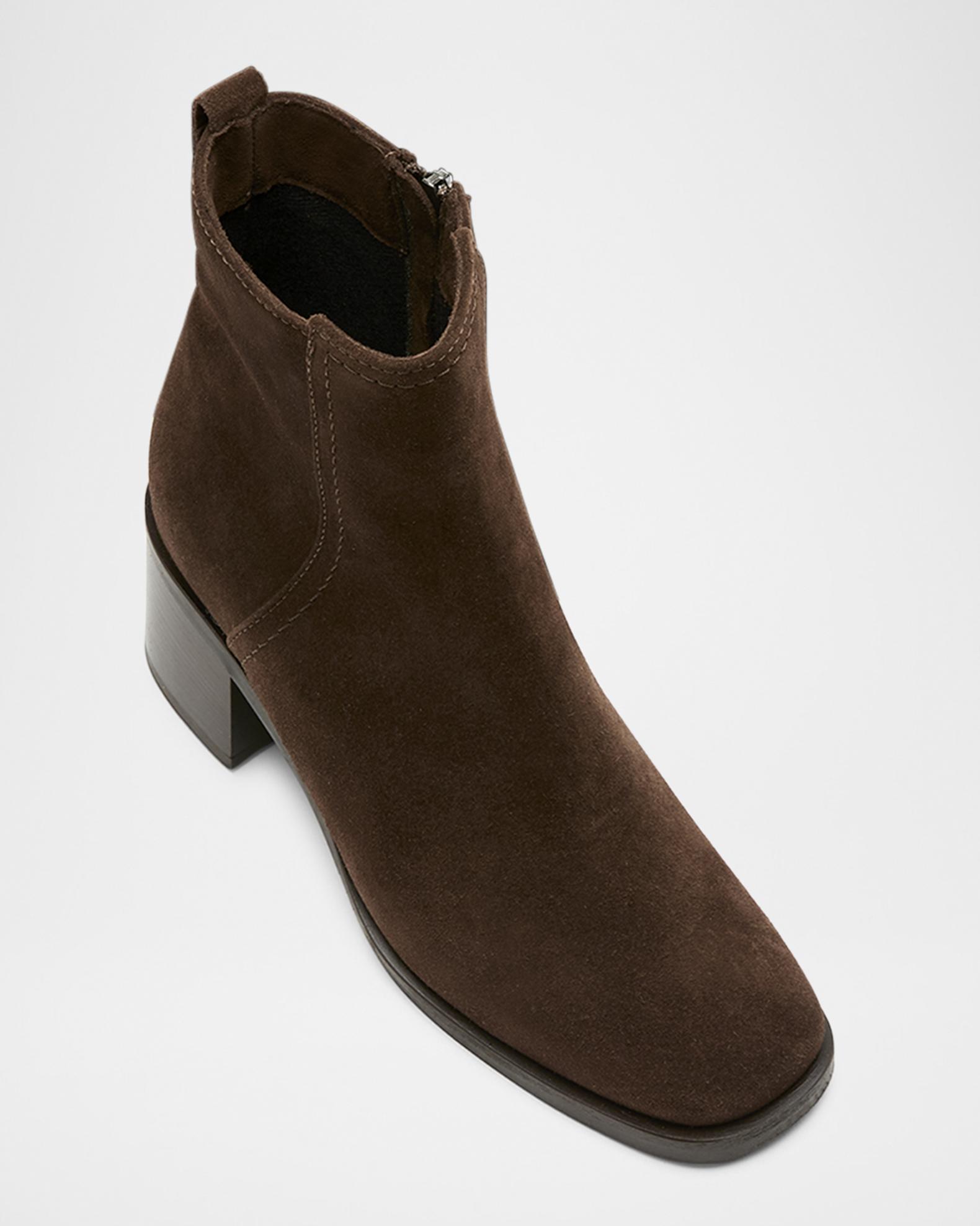 La Canadienne Jordan Suede Square-Toe Zip Booties | Neiman Marcus