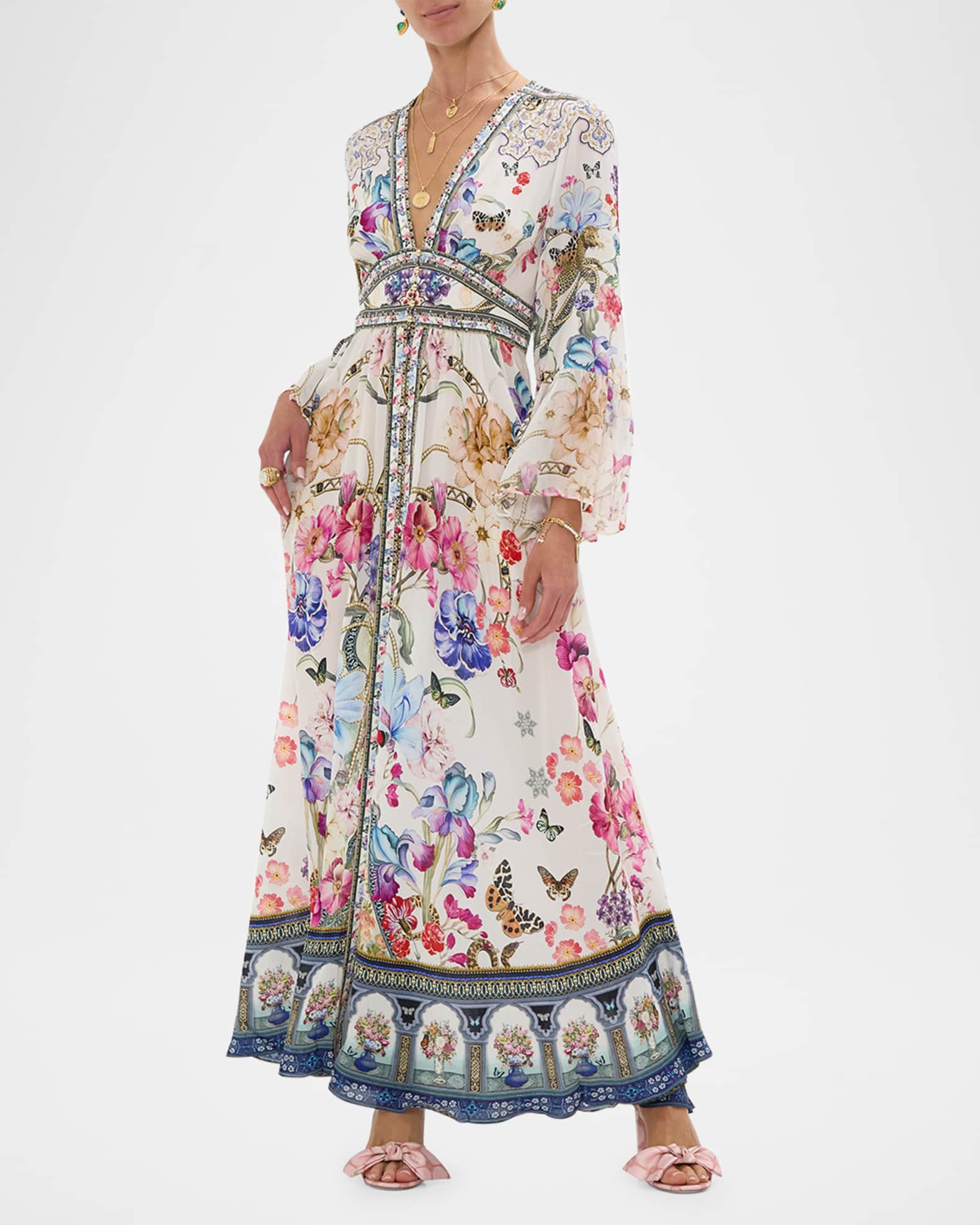 Monserrate Magic Shaped Waistband Ruffle-Sleeve Maxi Dress 1