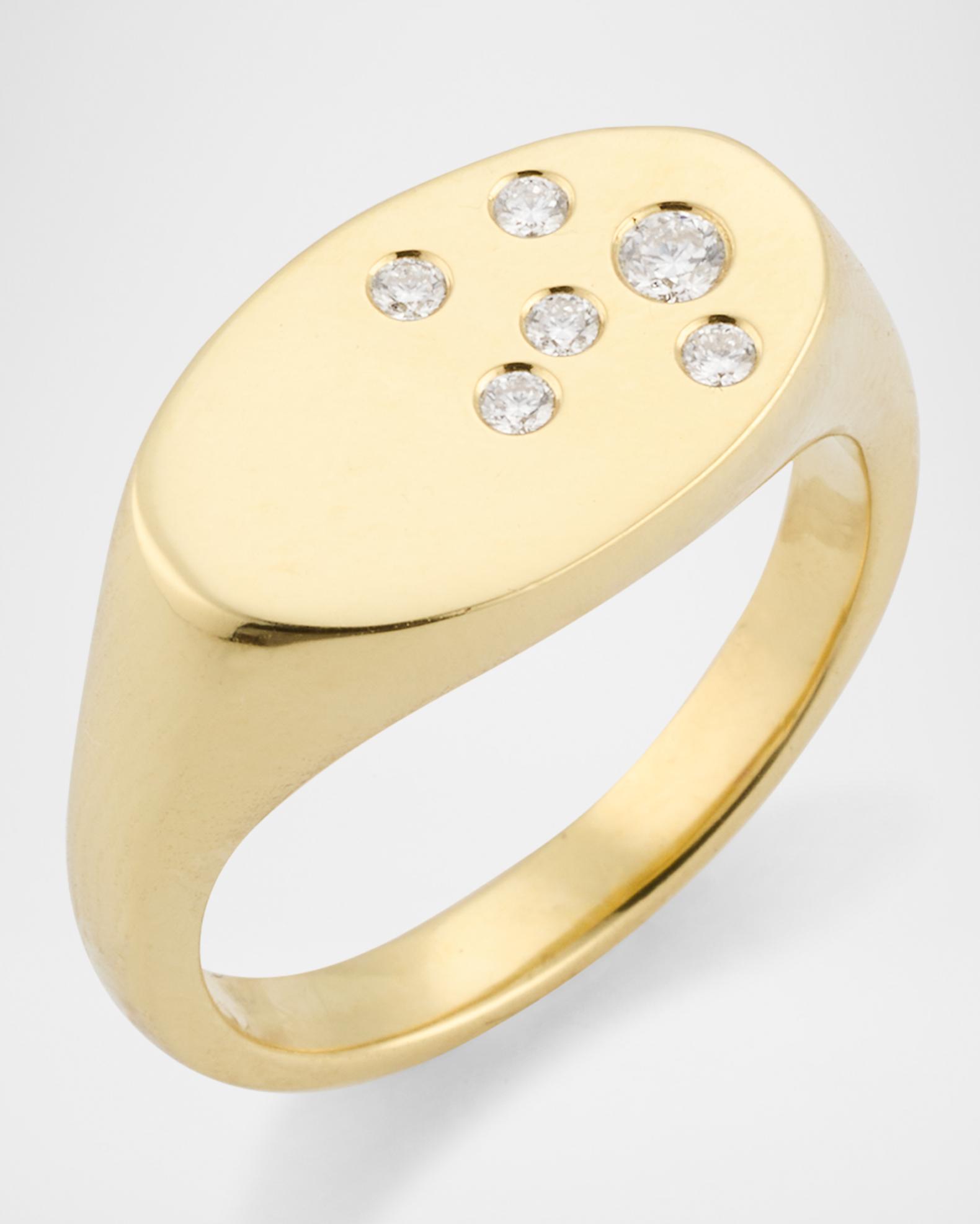 Roberto Coin 18K Yellow Gold Diamond Signet Ring | Neiman Marcus