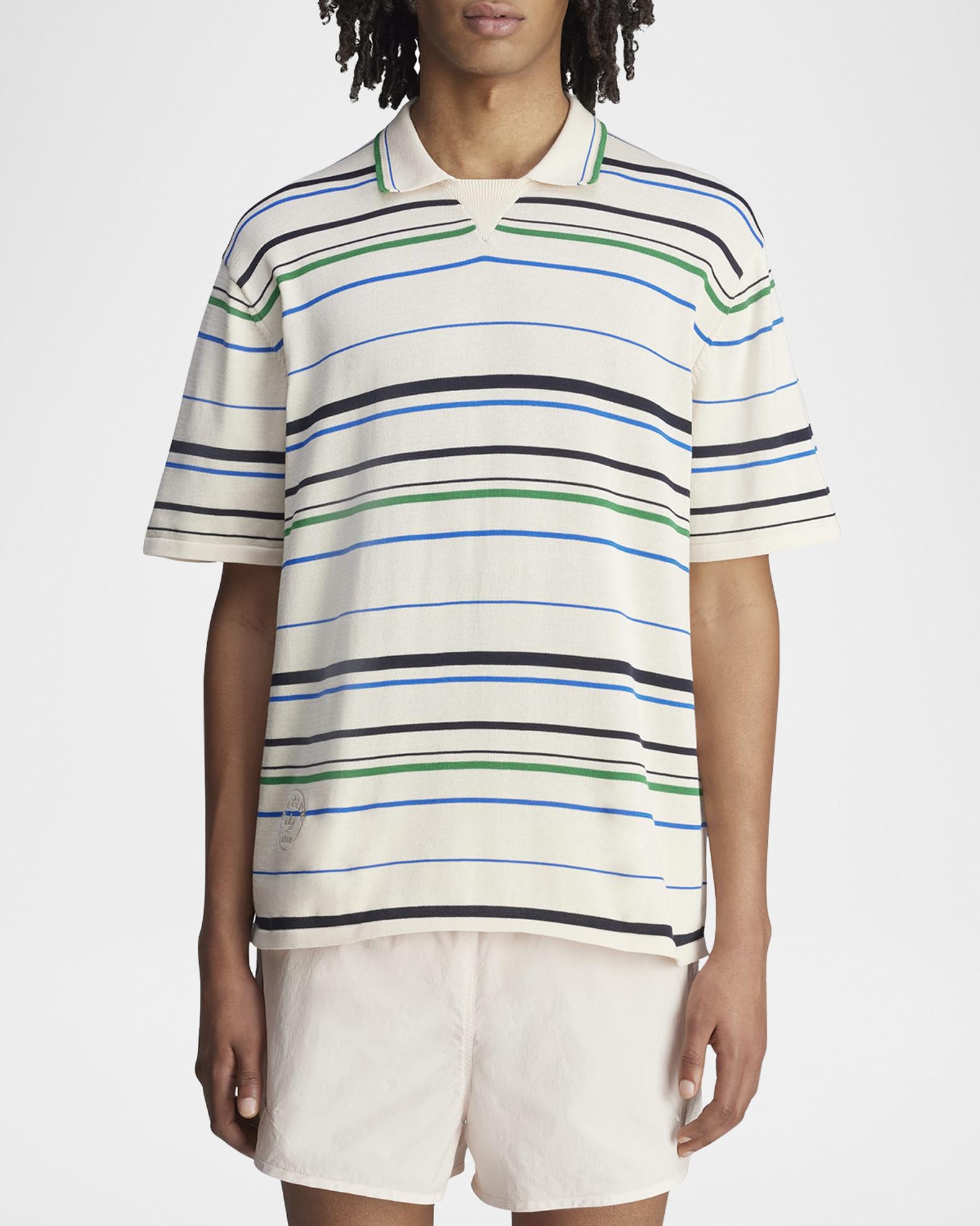 adidas x Wales Bonner Men's Stripe Knit Polo Shirt | Neiman Marcus
