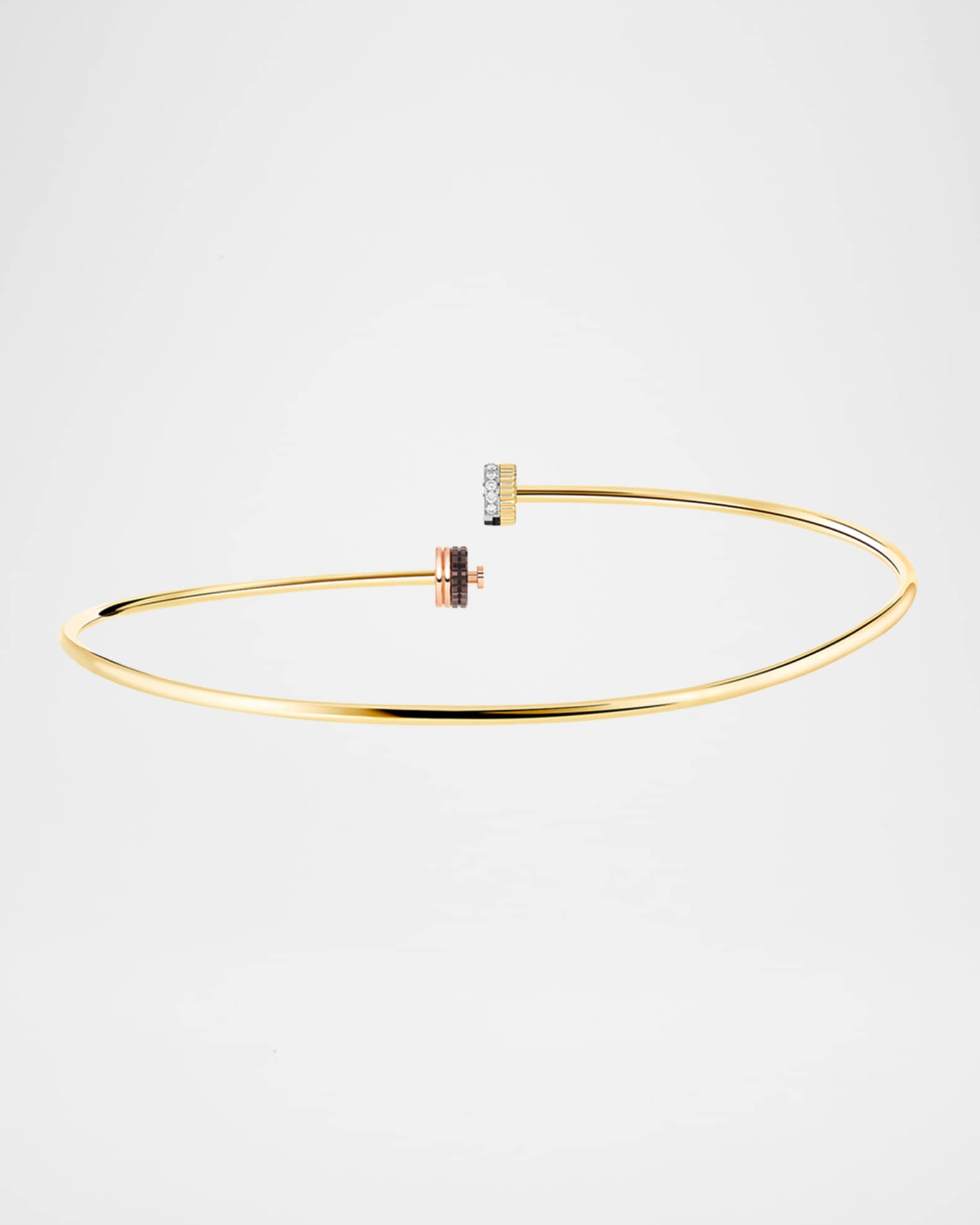 Quatre Classique 18K Tricolor Gold Short Necklace with Diamonds and Brown PVD 1