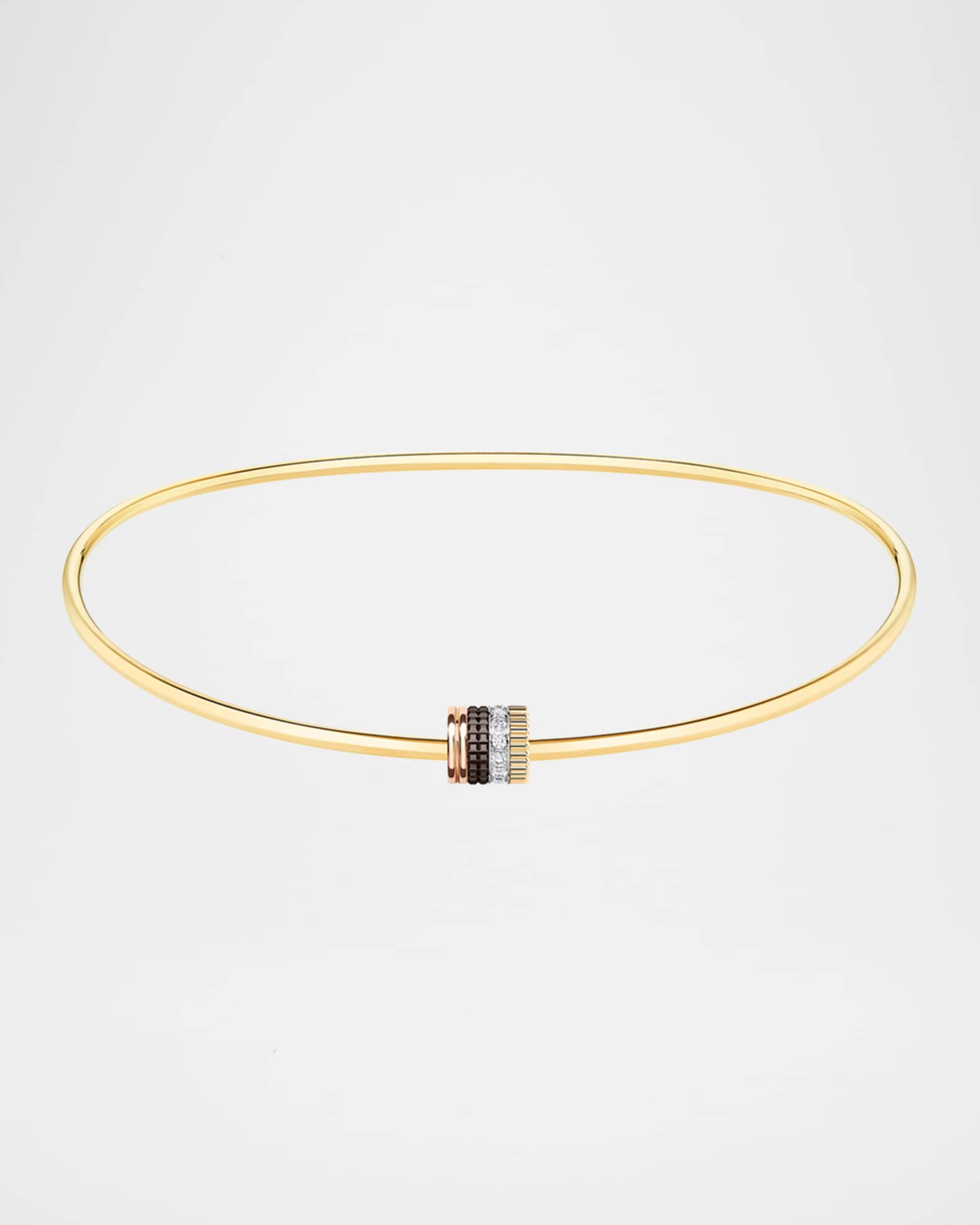 Quatre Classique 18K Tricolor Gold Short Necklace with Diamonds and Brown PVD 0