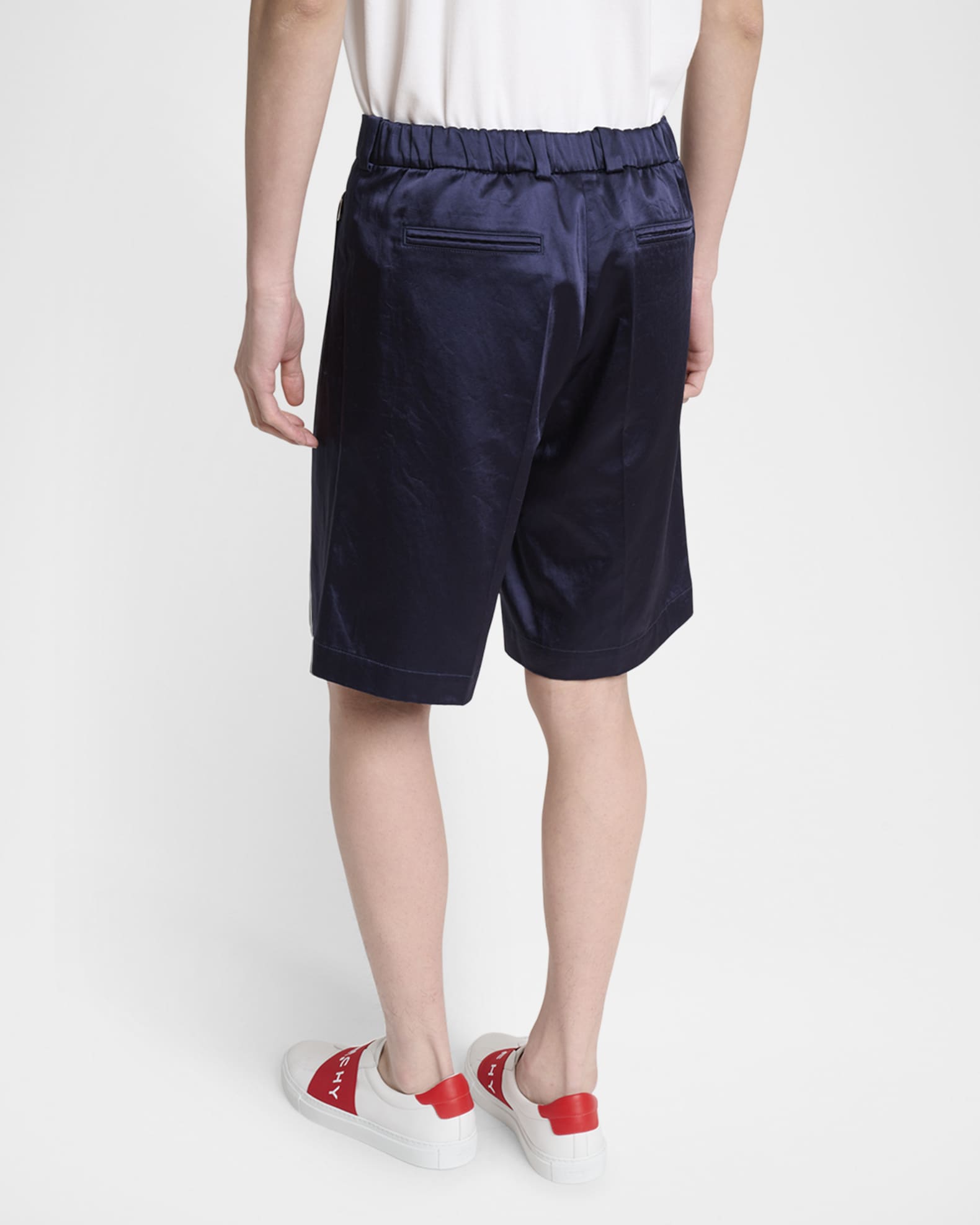 【関税&送料込】Givenchy Navy Blue Wool Shorts Givenchy Scalloped Waistband Wool Mohair Sailor Shorts