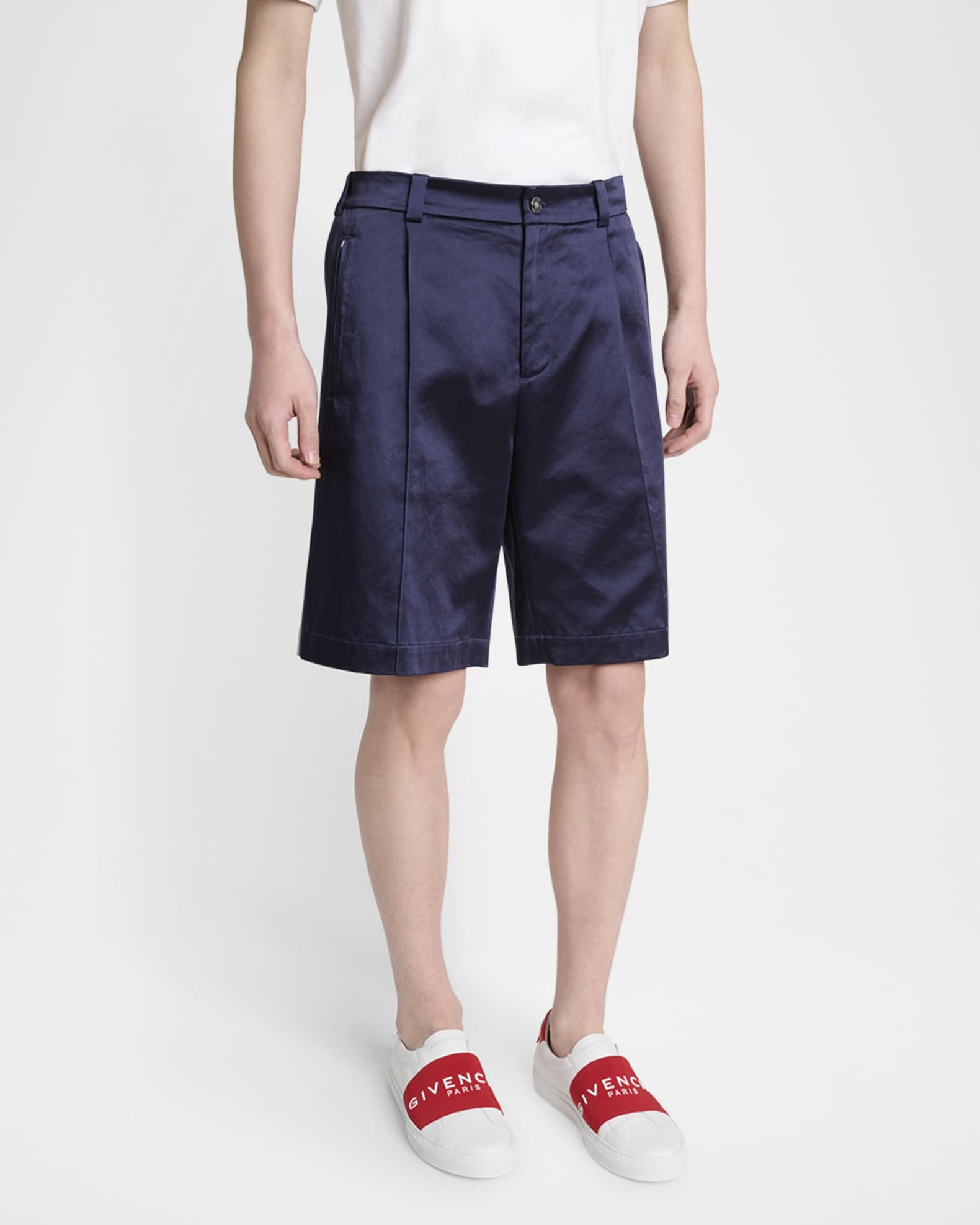 Givenchy Men's Satin Zip-Pocket Shorts | Neiman Marcus