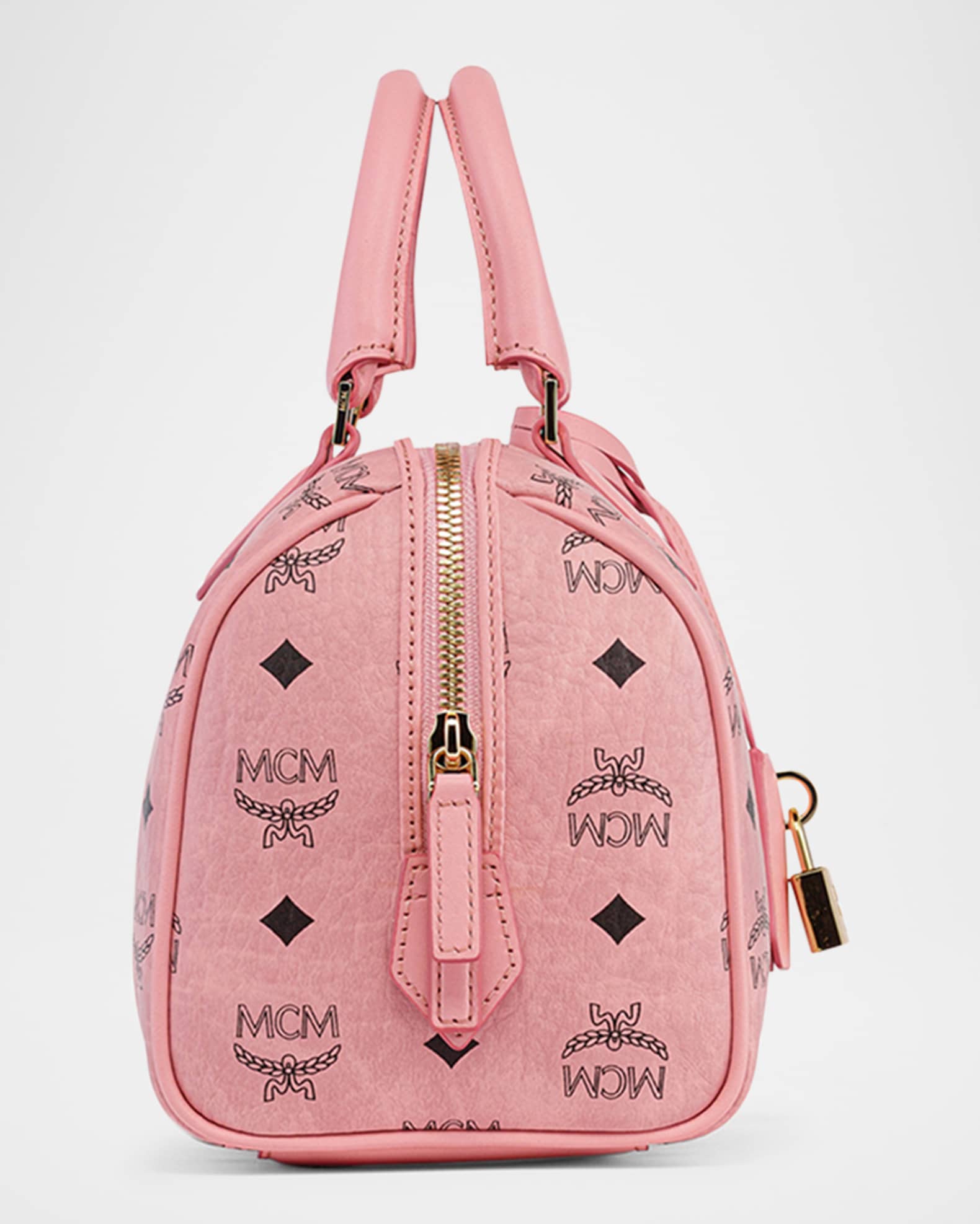 MCM Ella Small Boston Visetos Top-Handle Bag | Neiman Marcus