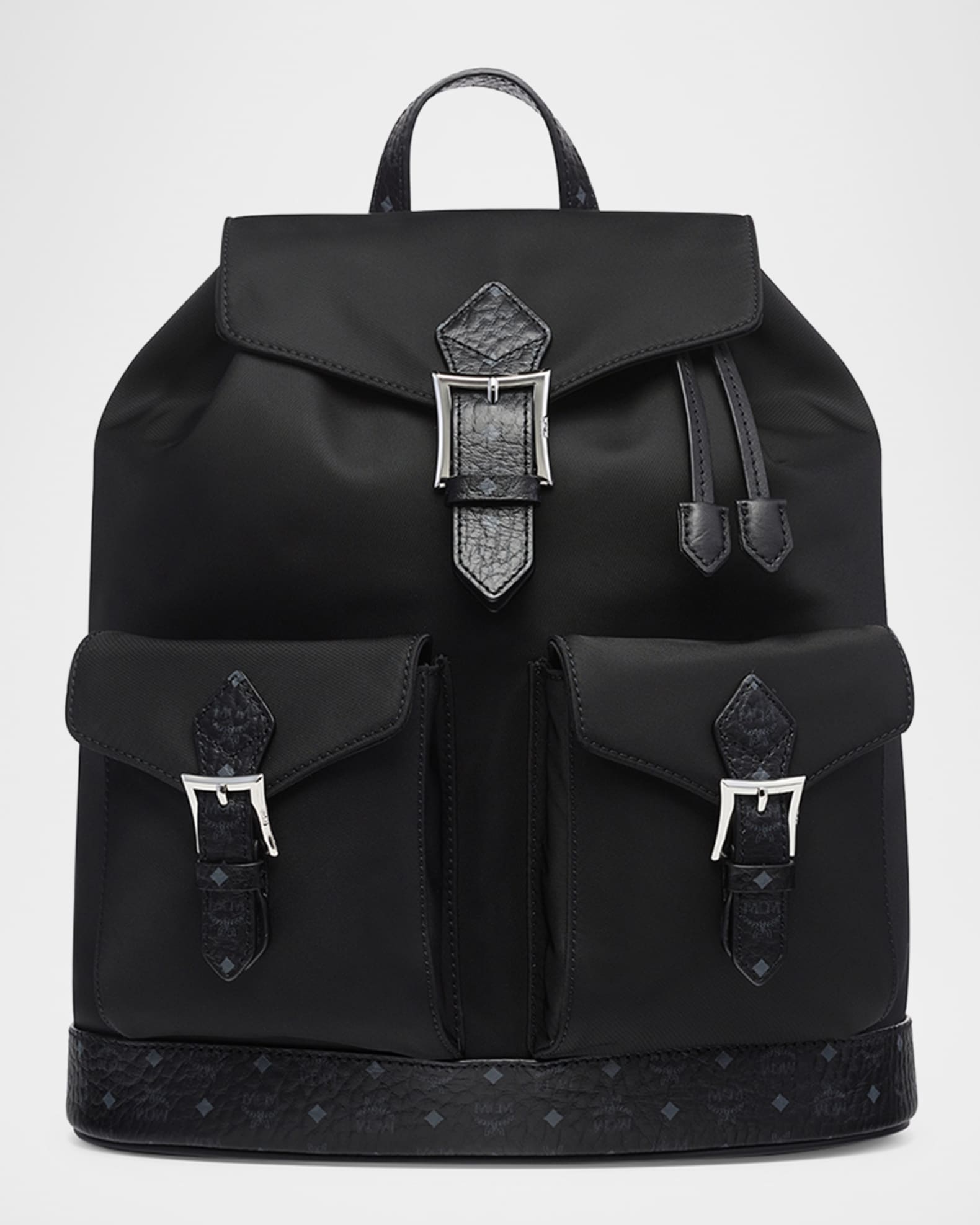 Aren Leather-Trim Nylon Drawstring Backpack 0