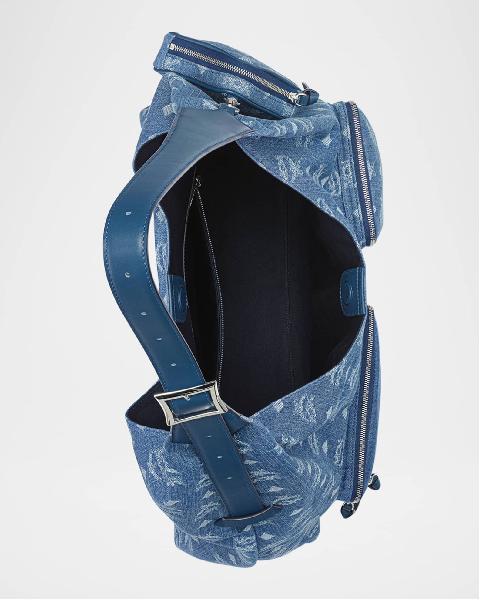 MCM Aren XL Visetos Denim Shoulder Bag | Neiman Marcus