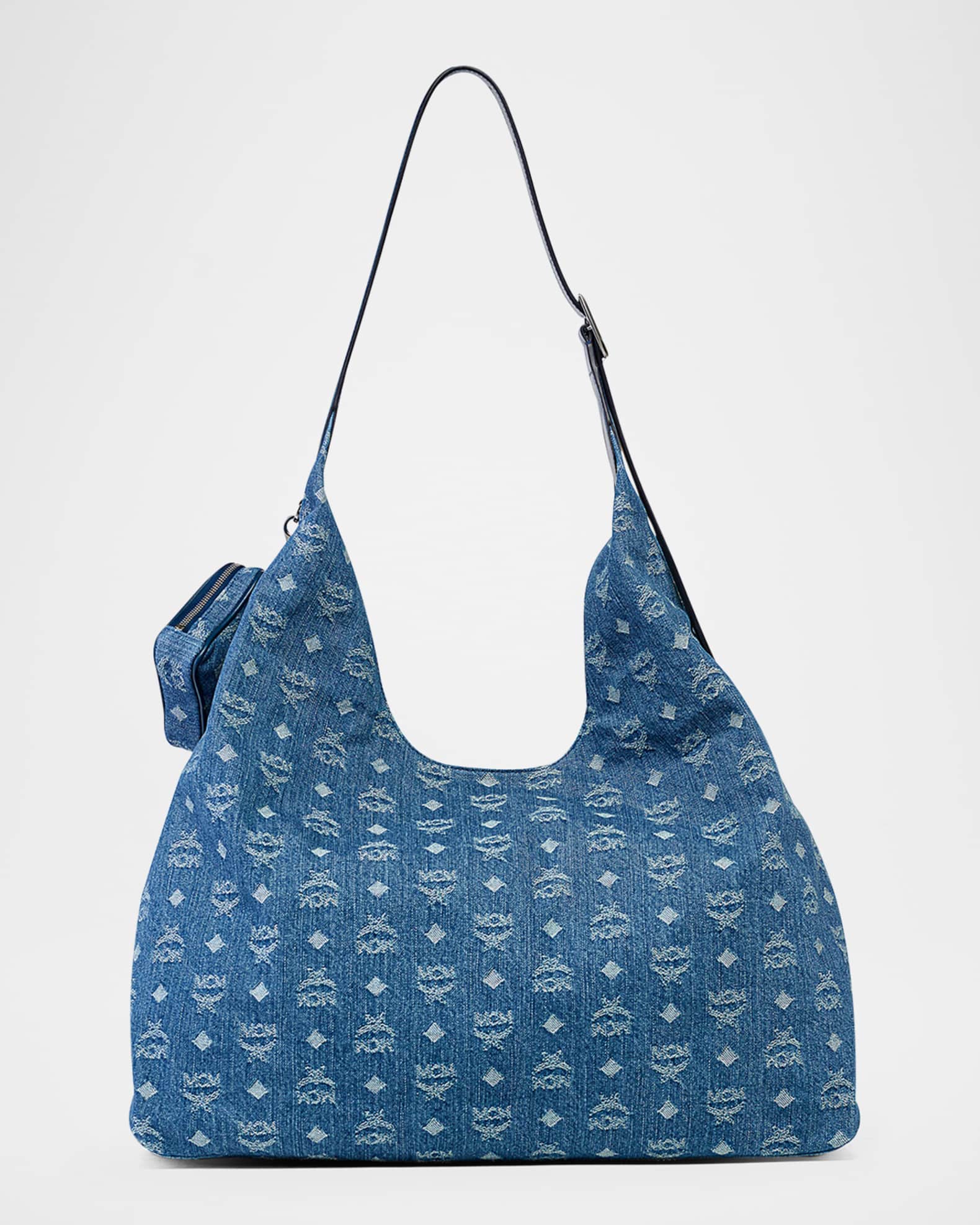 バッグ MCM denim leather one shoulder bag MCM Aren XL Visetos Denim Shoulder Bag | Neiman Marcus