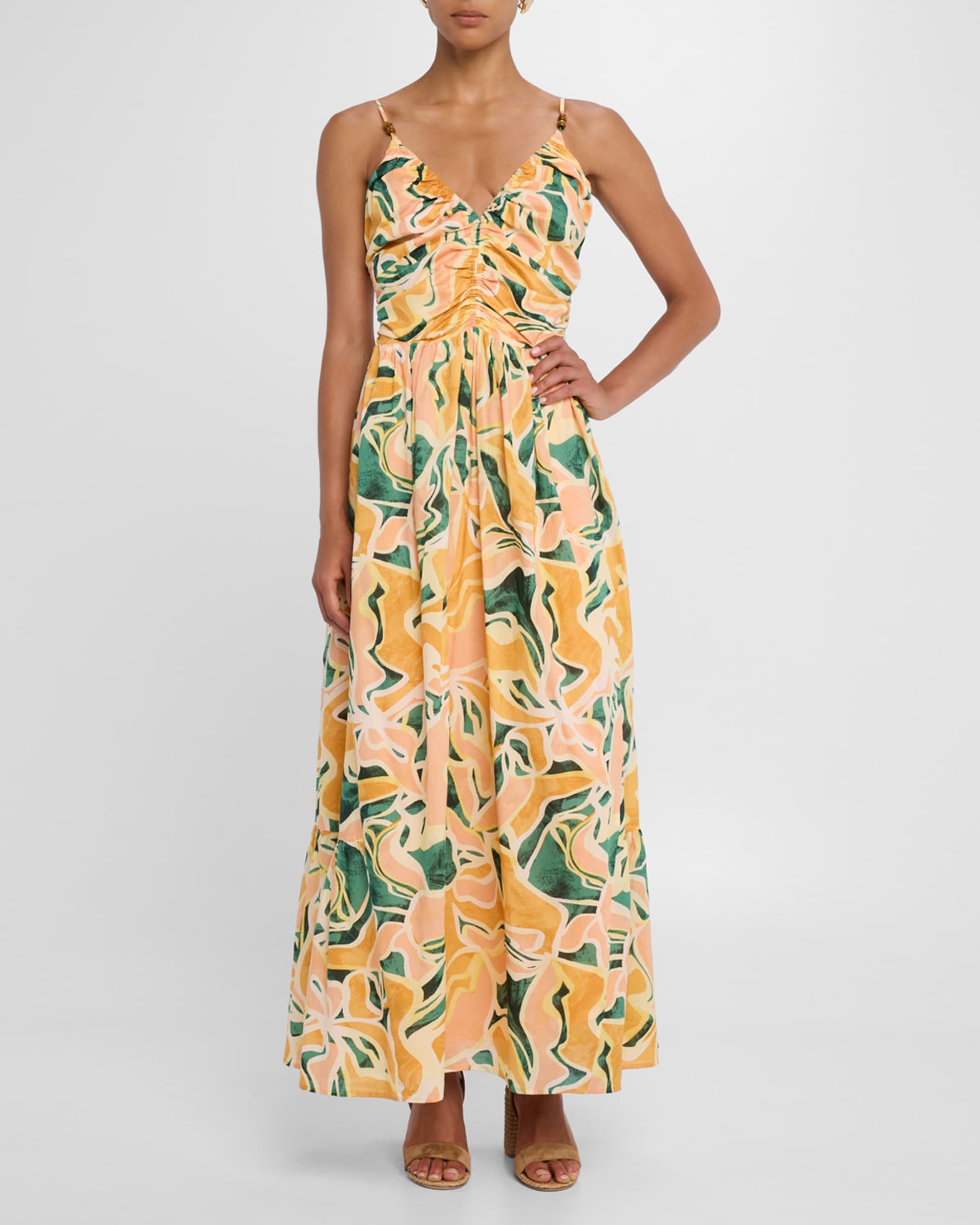 Navarro Midi Dress - Palm Stripe main image 0