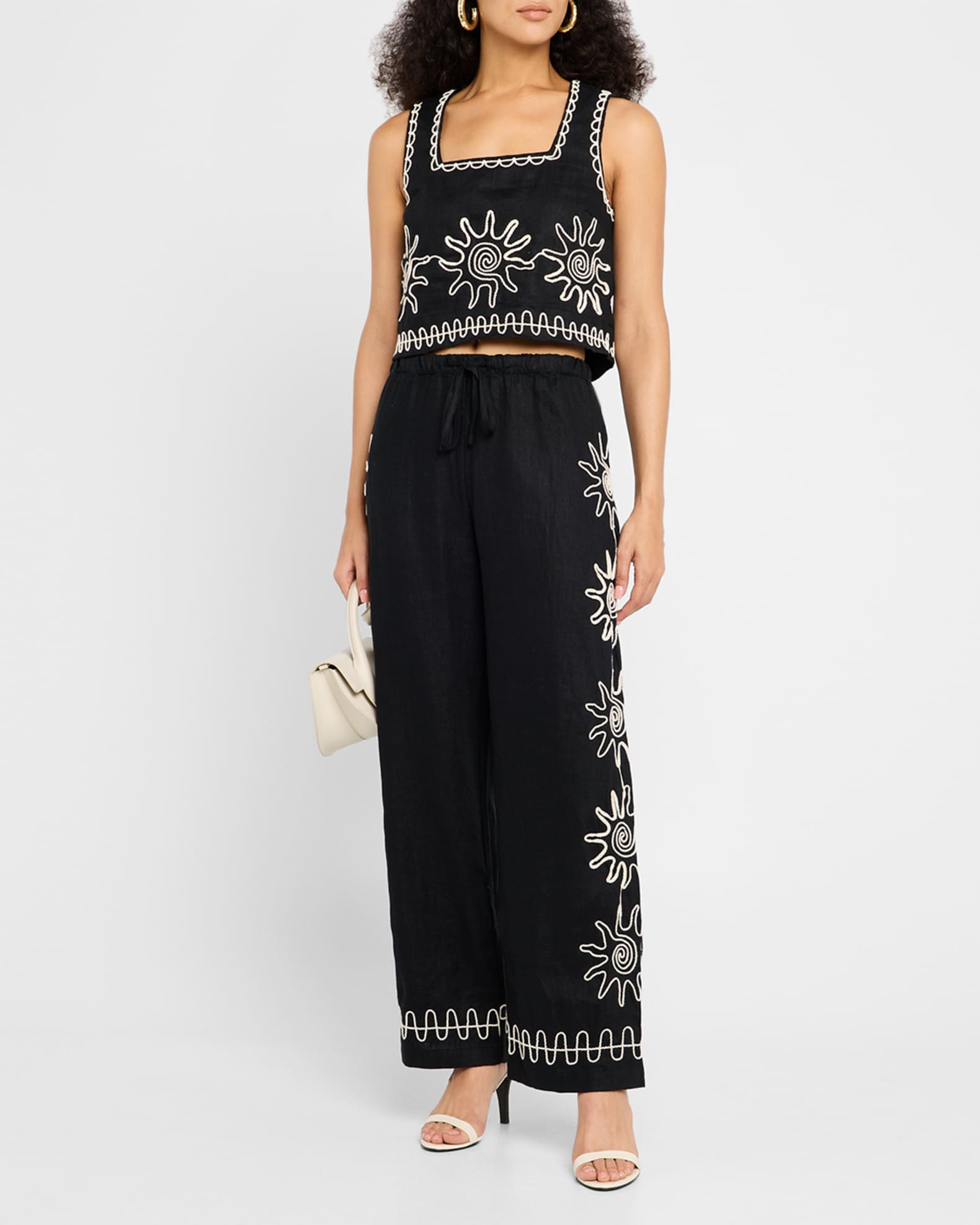 Emmie Embroidered Linen Pants 1