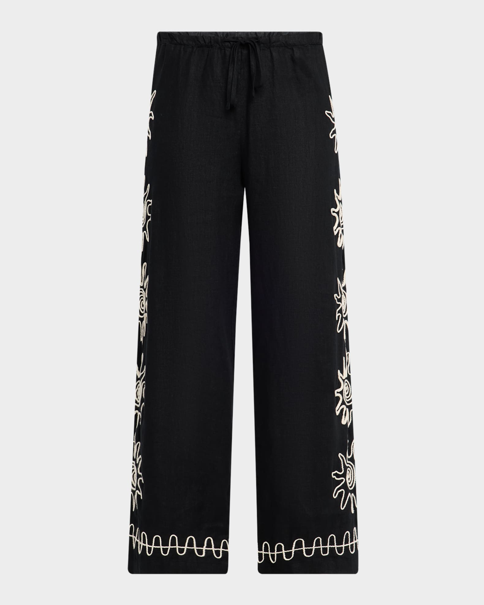 Emmie Embroidered Linen Pants 0