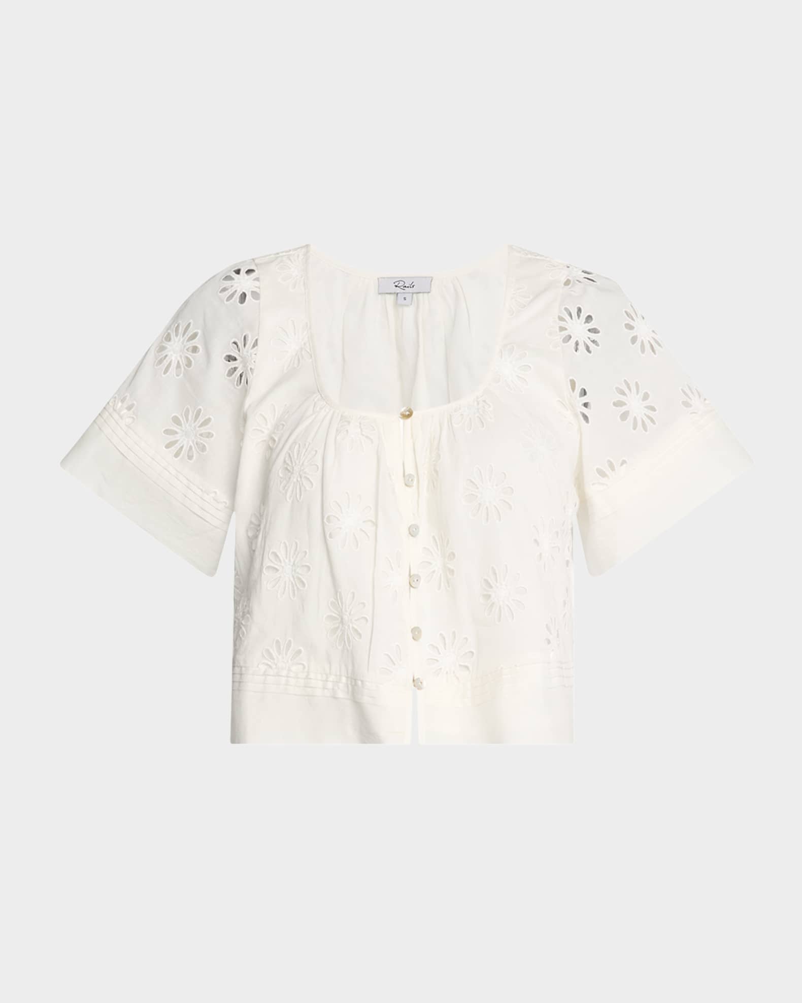 Bambina Eyelet-Embroidered Cropped Blouse 0