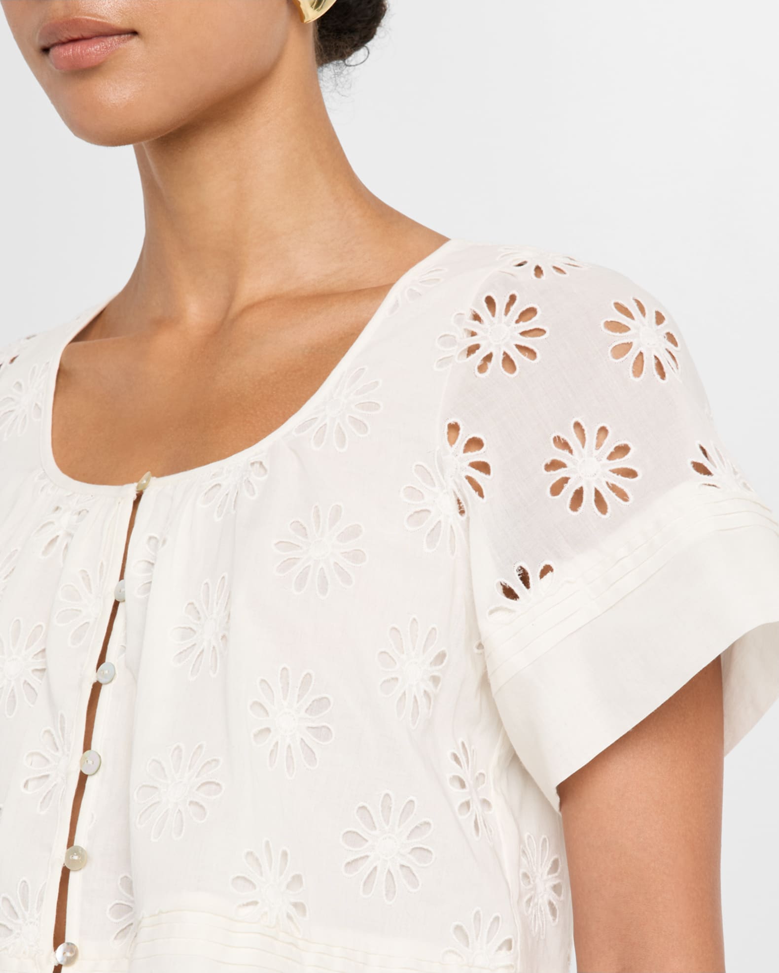 Rails Bambina Eyelet-Embroidered Cropped Blouse | Neiman Marcus