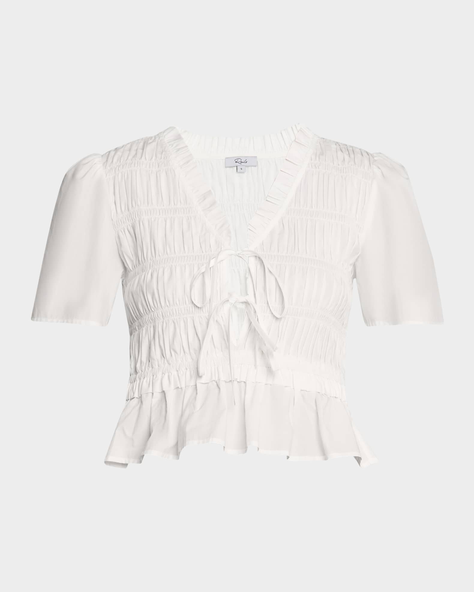 Portia Shirred Tie-Front Blouse  0