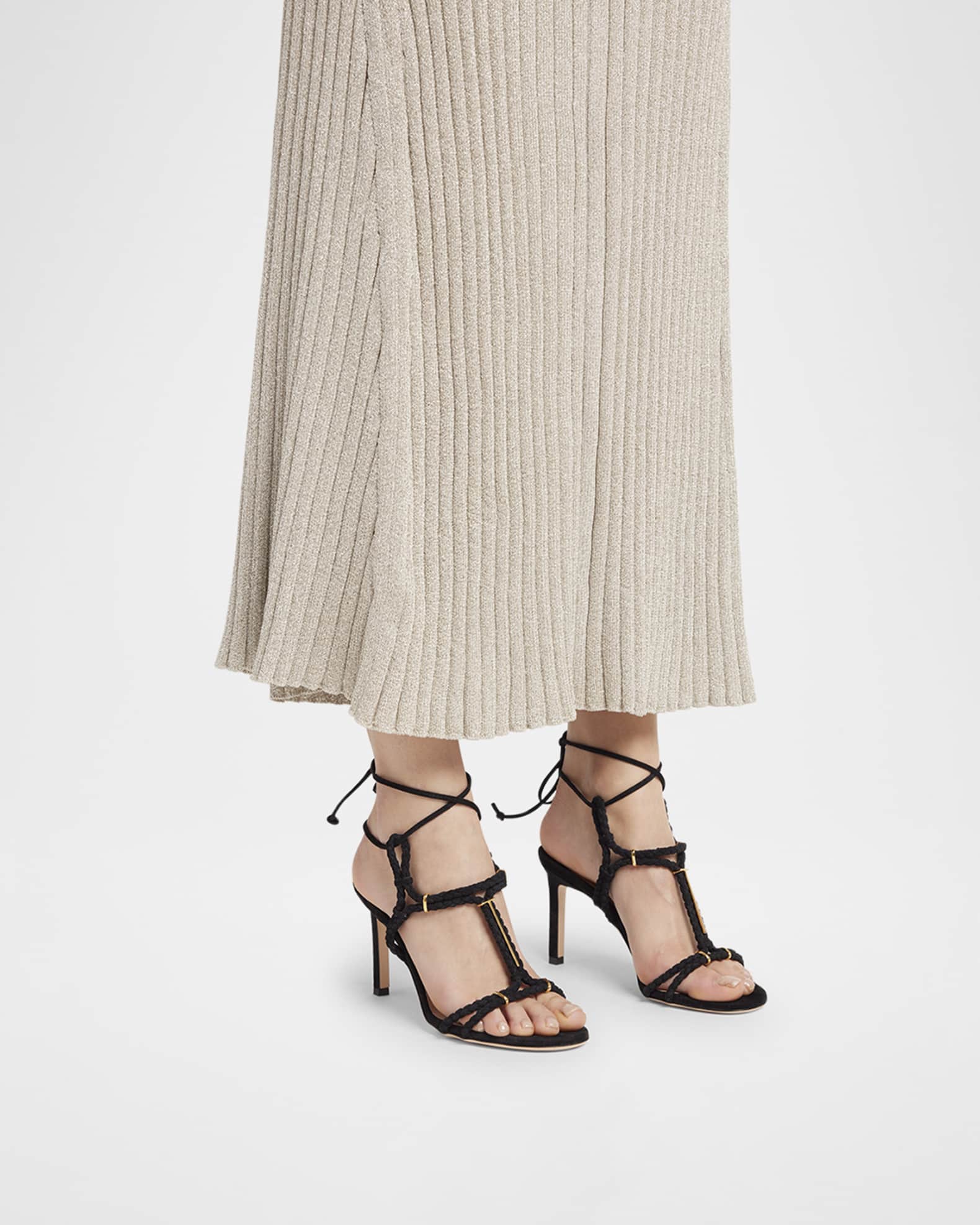 Lily Suede Ankle-Tie Sandals 1