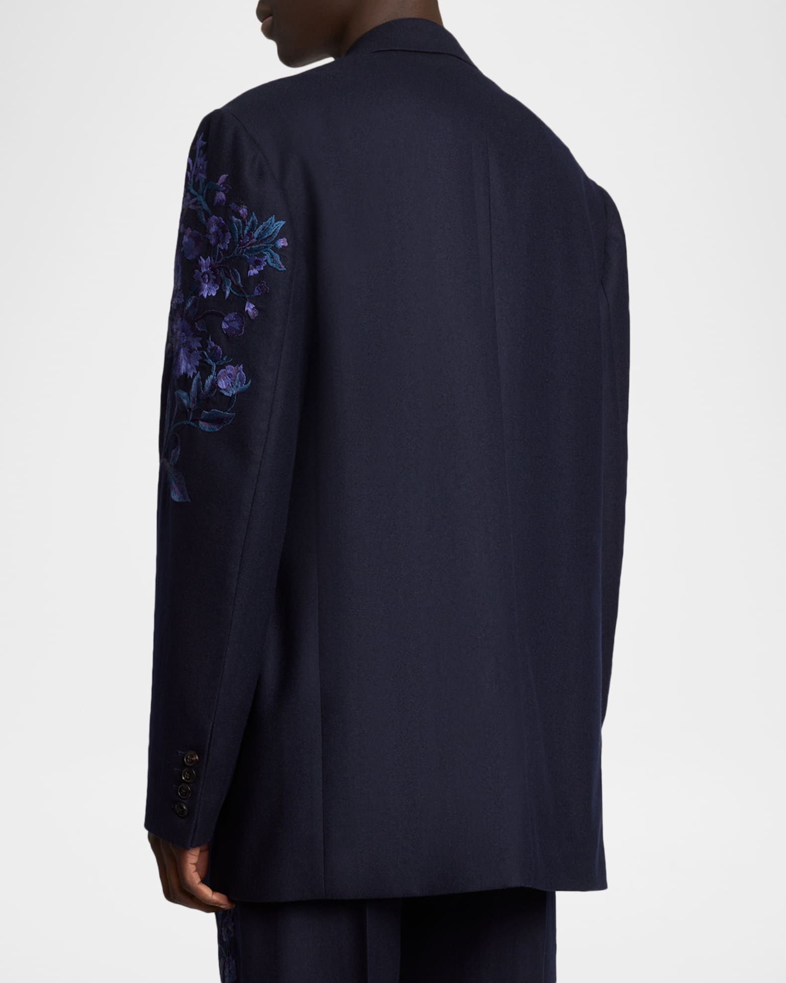 Dries Van Noten Men's Bishop Embroidered Wool Flannel Double