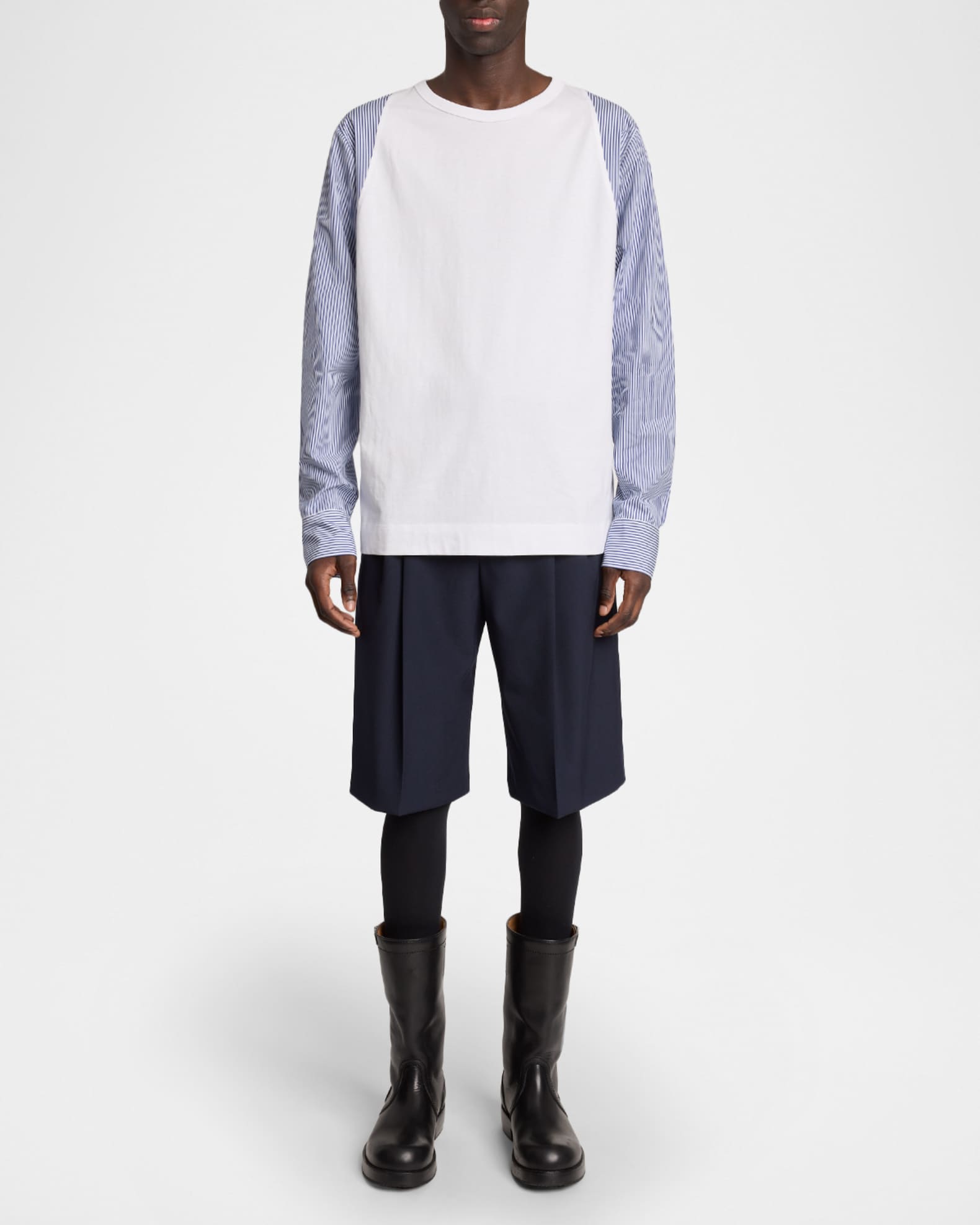 Dries Van Noten Men's Heston Hybrid Dress Shirt Long-Sleeve T