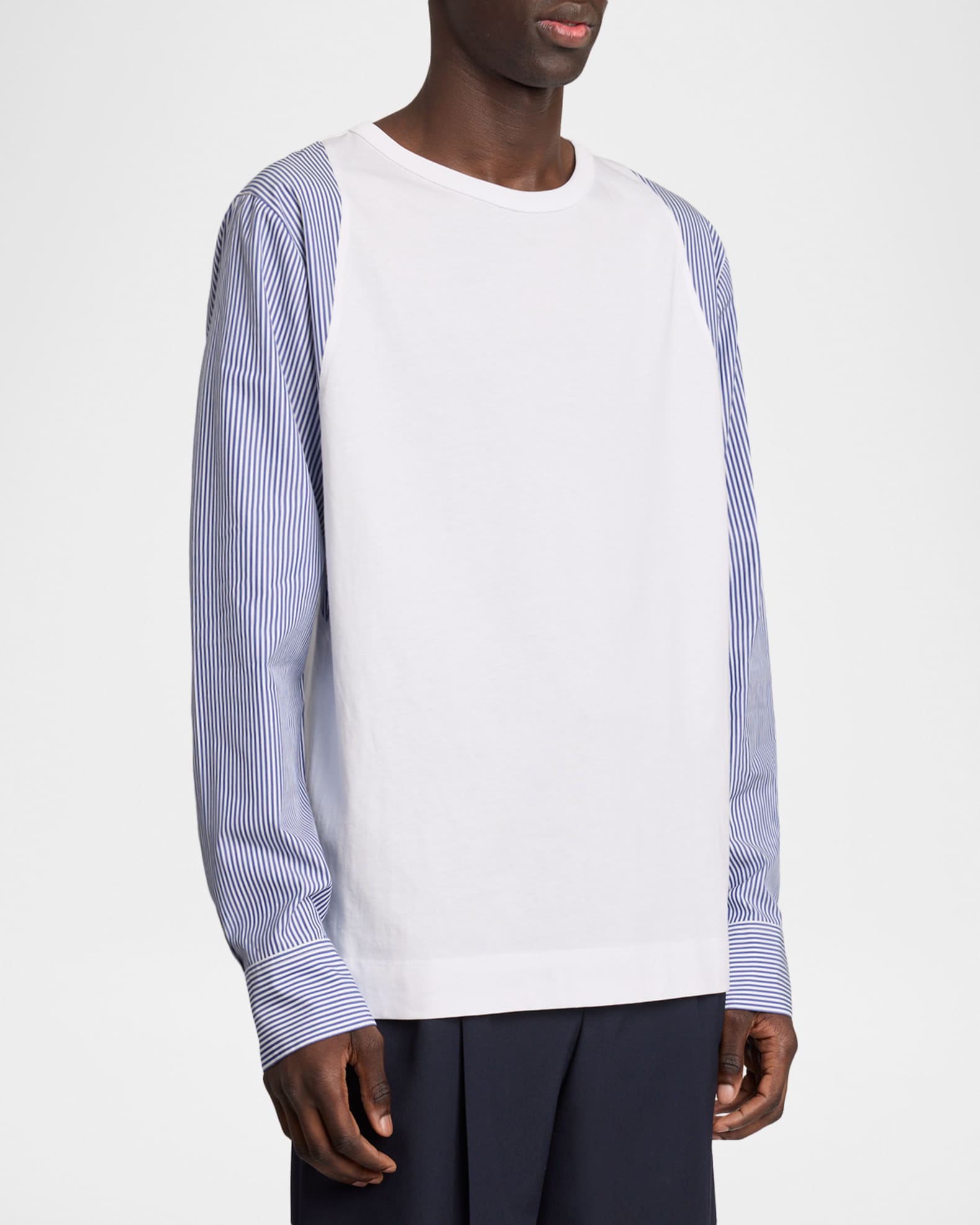 Dries Van Noten Men's Heston Hybrid Dress Shirt Long-Sleeve T