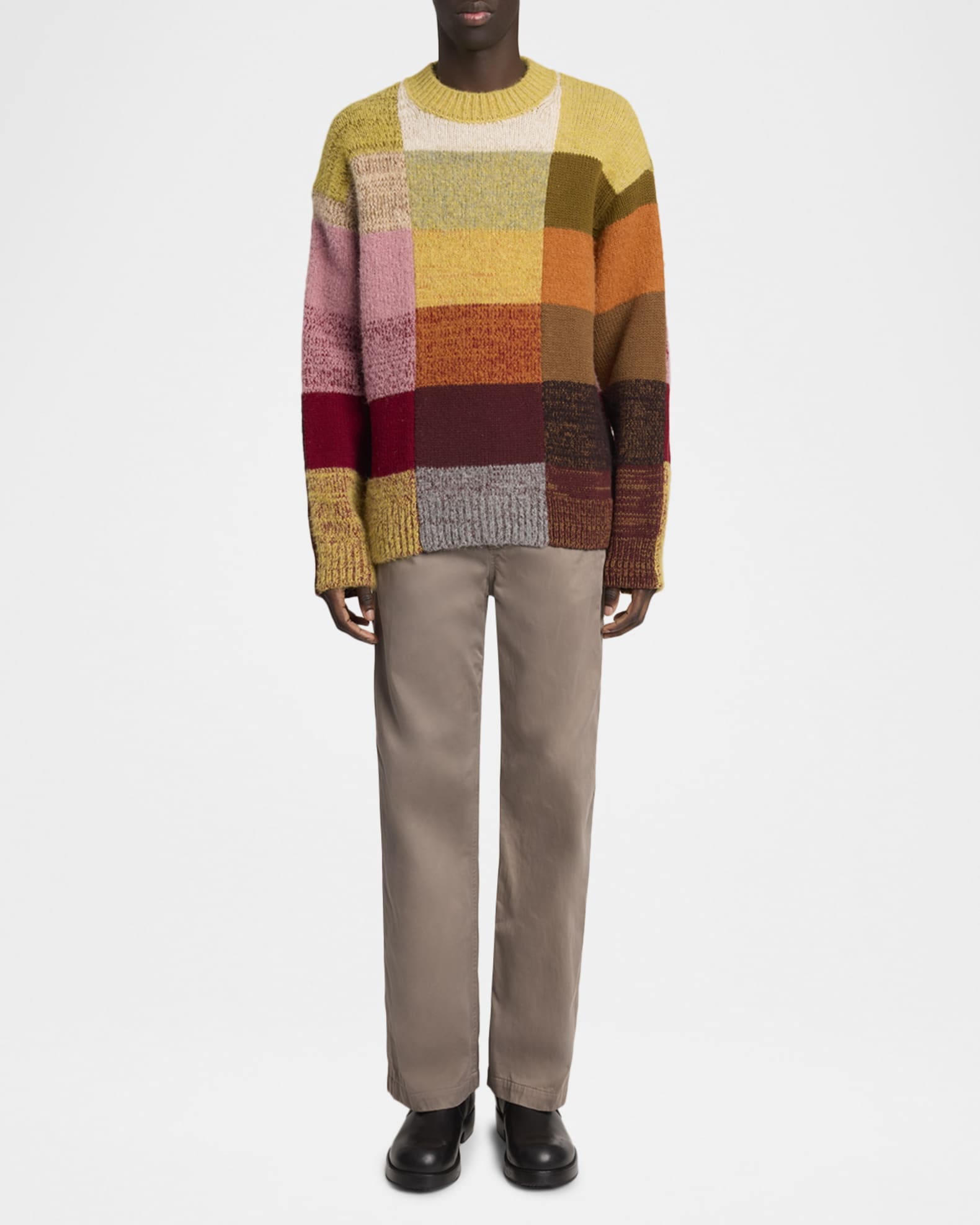 Dries Van Noten Men's Marti Color-Block Knit Crewneck Sweater