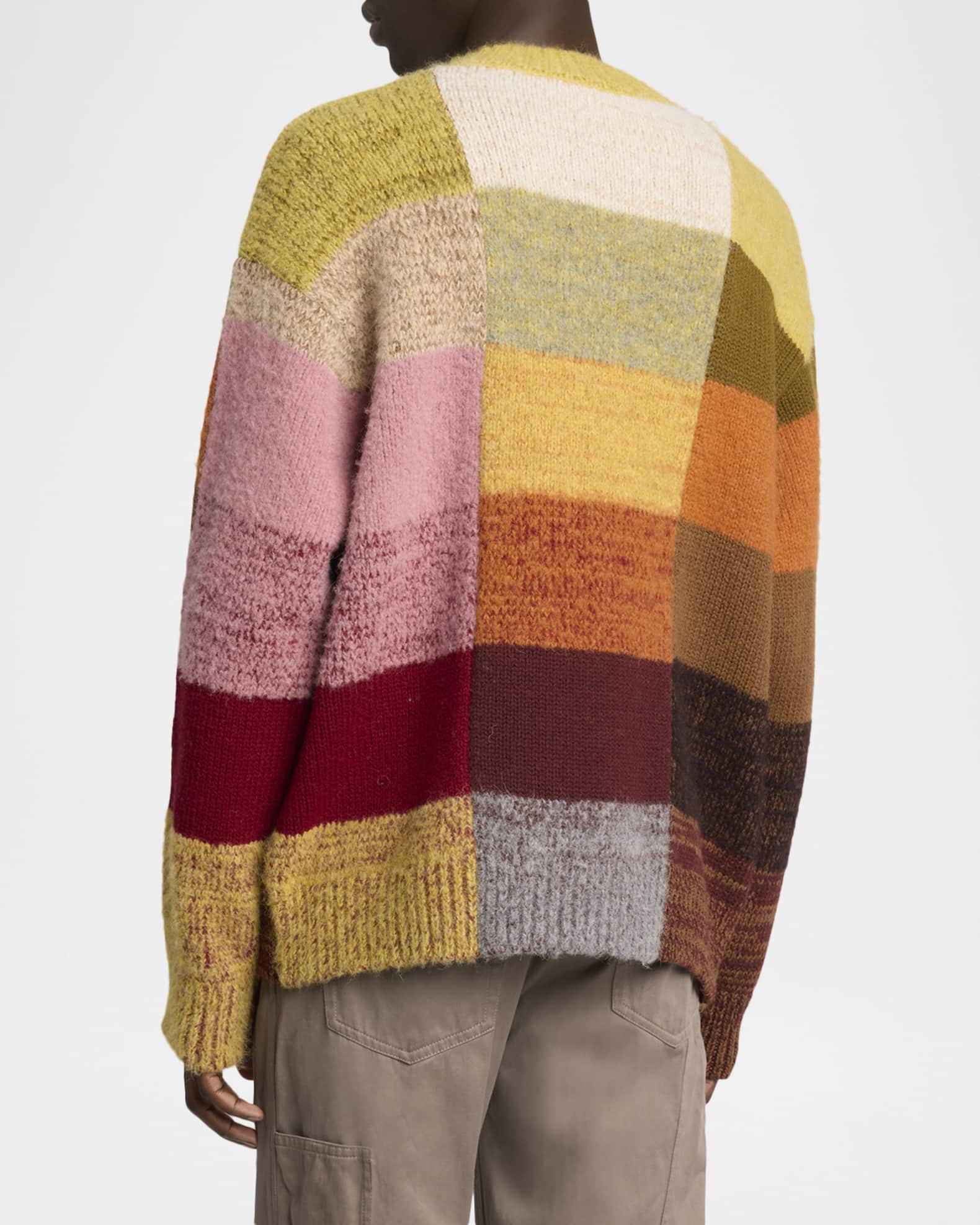 Dries Van Noten Men's Marti Color-Block Knit Crewneck Sweater