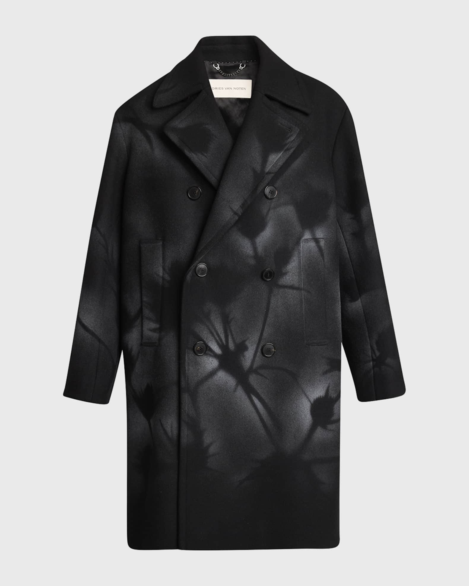 Dries Van Noten Men's Racos Printed Double-Breasted Coat | Neiman