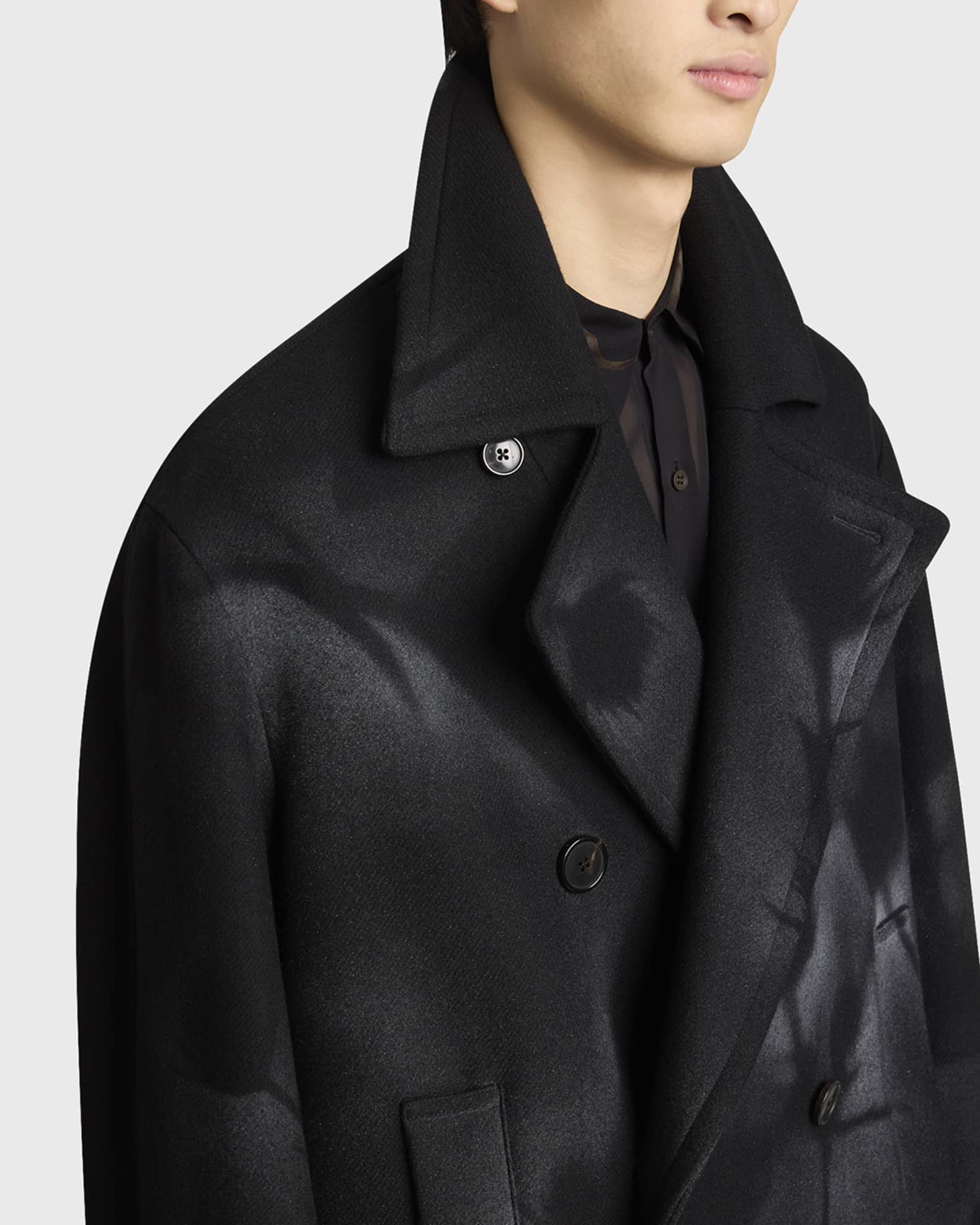 Dries Van Noten Men's Racos Printed Double-Breasted Coat | Neiman