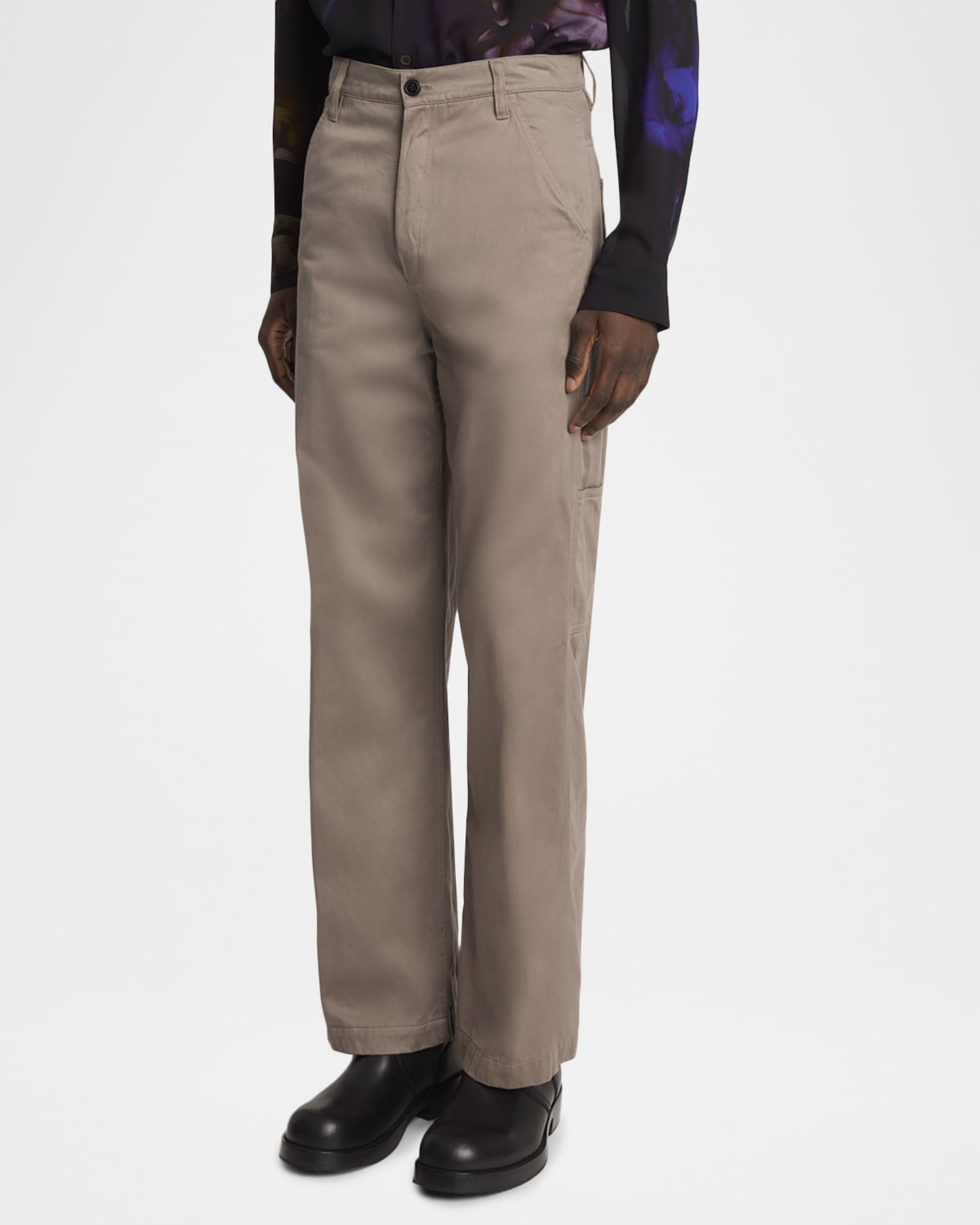 Dries Van Noten ワークパンツ Dries Van Noten Men's Pickerby Cotton Straight-Fit Carpenter Pants