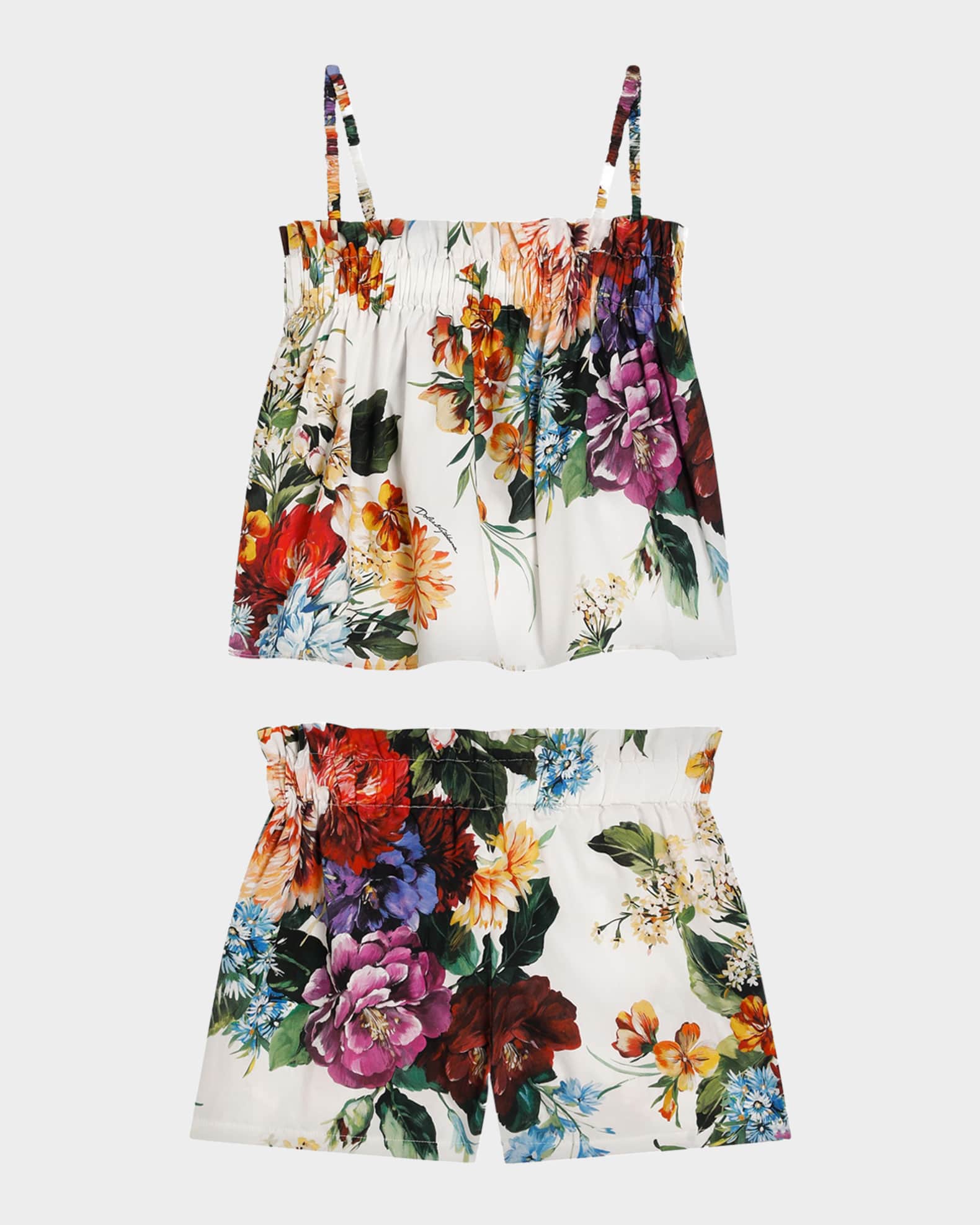 Girl's Floral-Print Poplin Top & Shorts 1