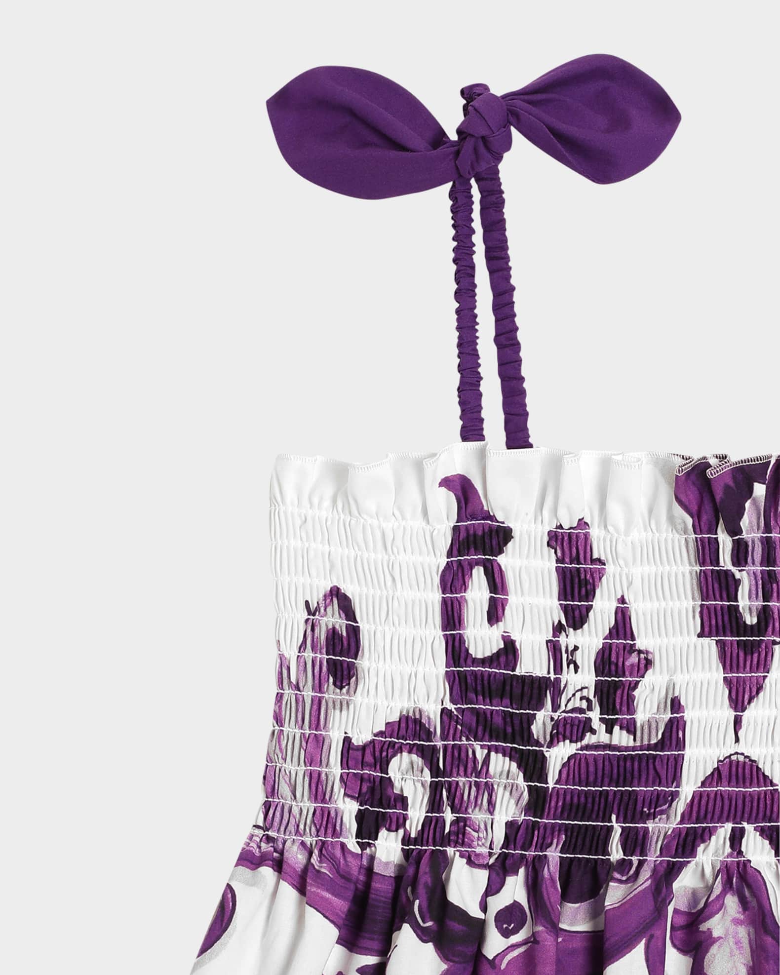 Dolce&Gabbana Girl's Majolica-Print Sleeveless Poplin Dress, Size