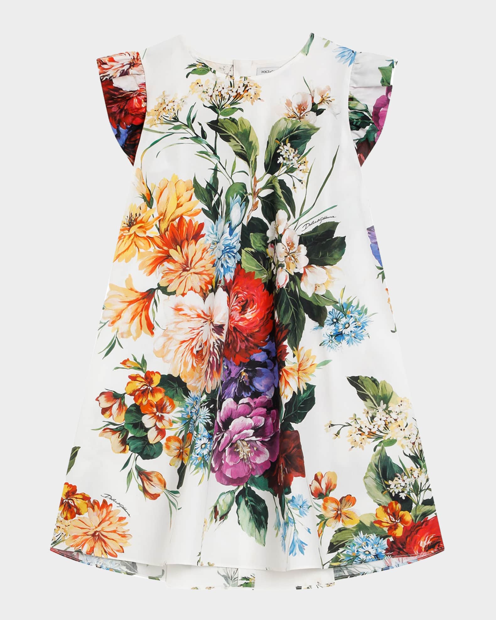 Girl's Multicolor Floral-Print A-Line Dress 0