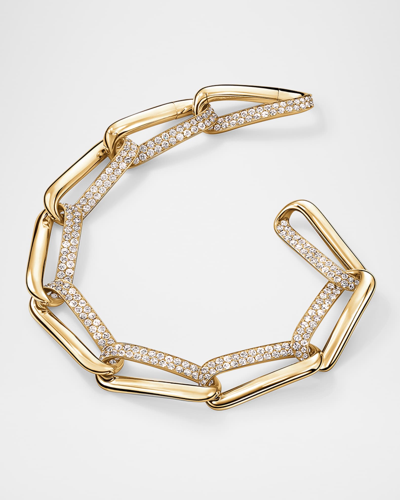18K Yellow Gold Inside Out Diamond Link Bracelet 1