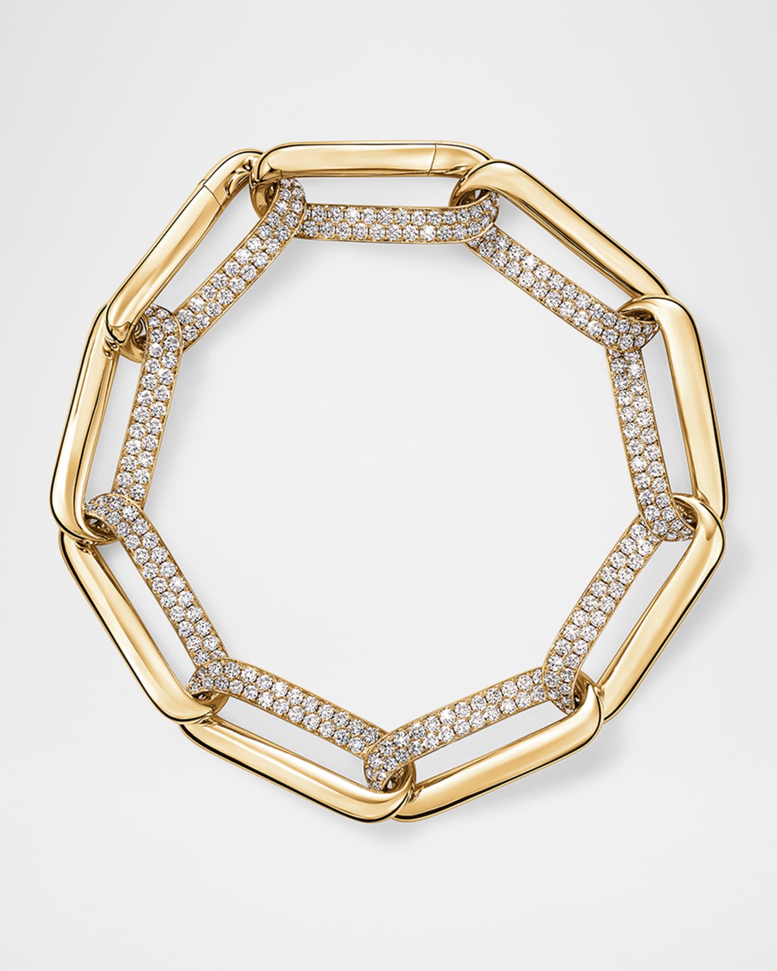 18K Yellow Gold Inside Out Diamond Link Bracelet 0
