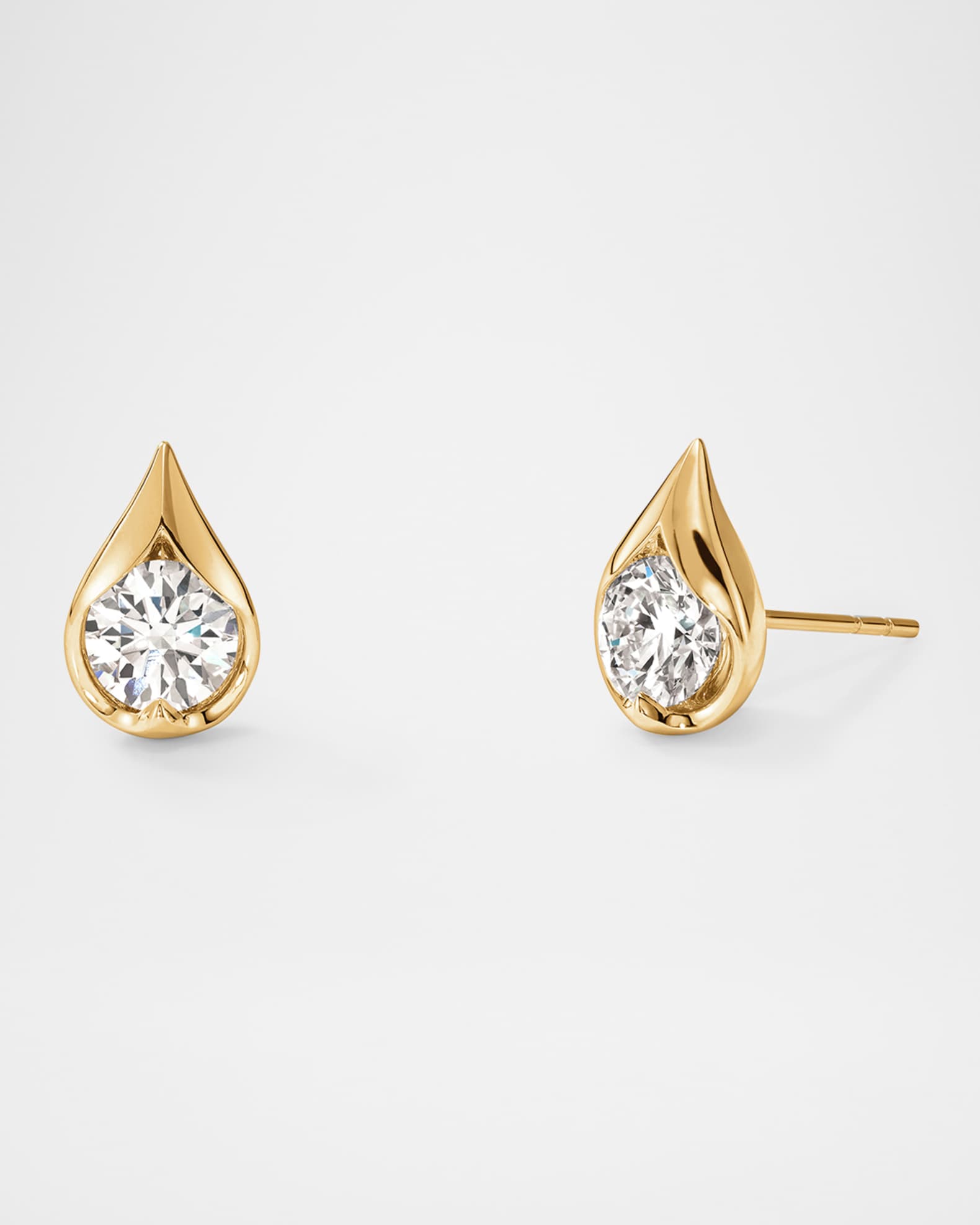18K Yellow Gold LU Diamond Droplet Stud Earrings 0